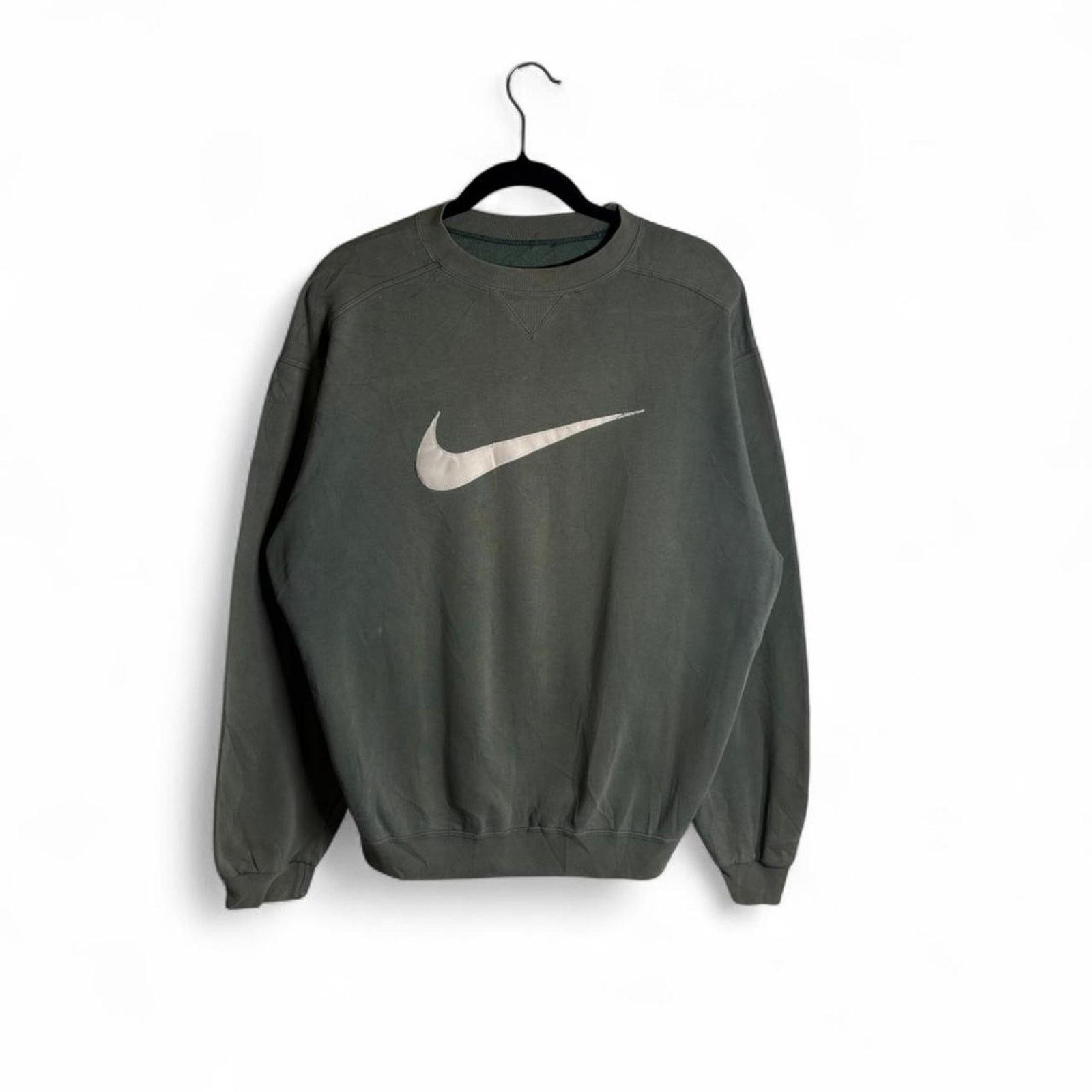 Nike Vintage 90s nike green heavy crewneck sweatshirt big swoosh Size US XL / EU 56 / 4 - 1 Thumbnail