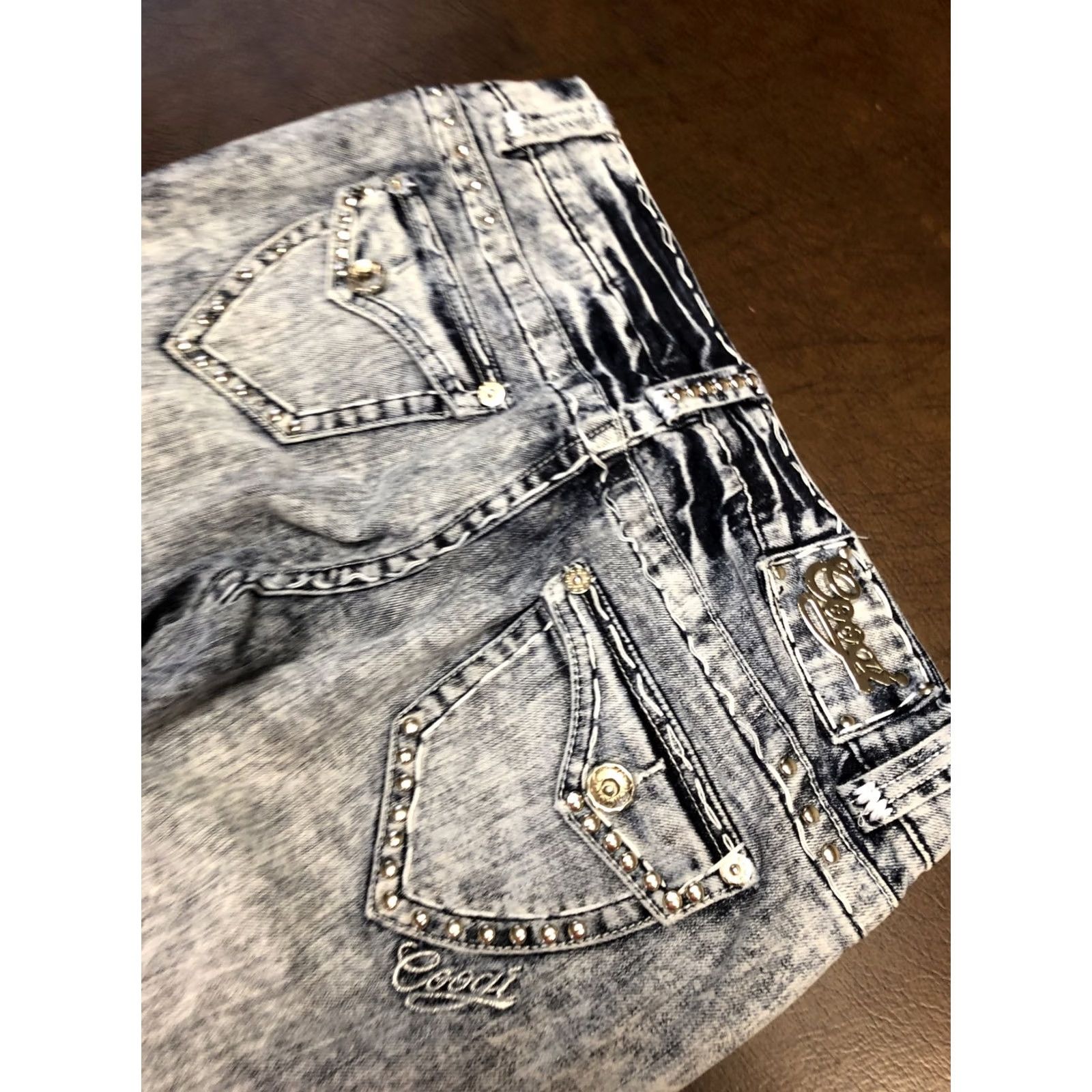 Coogi COOGI Straight Jeans Womens 13/14 31x29 Blue Denim Low Rise 5-Pocket Rhinestone Studded Embellished Denim Straight Jeans Womens Mens Girls Size 34" / US 12 / IT 48 - 2 Thumbnail