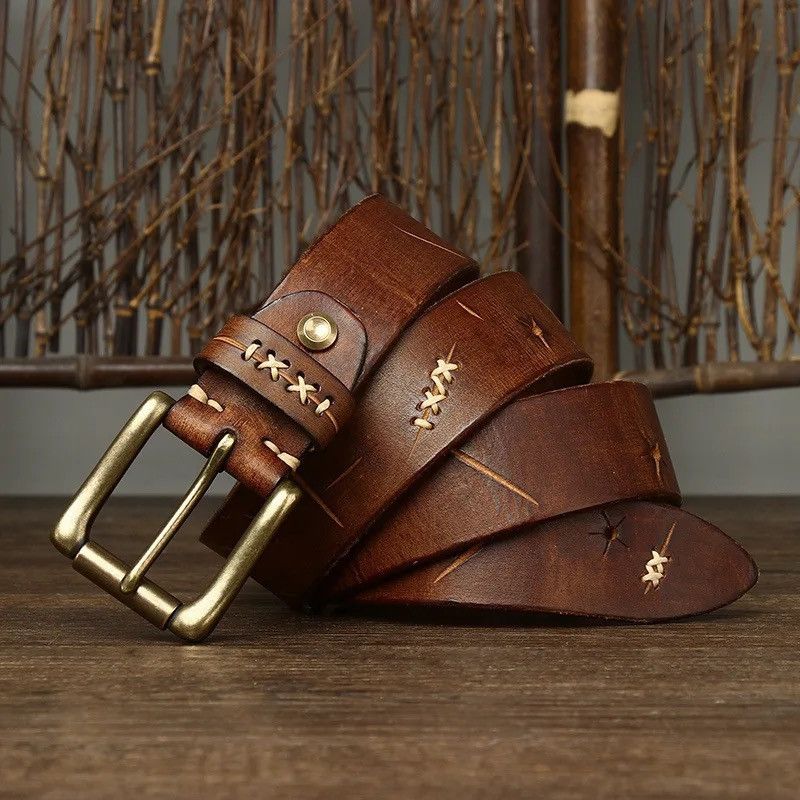 Leather × Vintage Genuine Leather Belt Size ONE SIZE - 3 Thumbnail