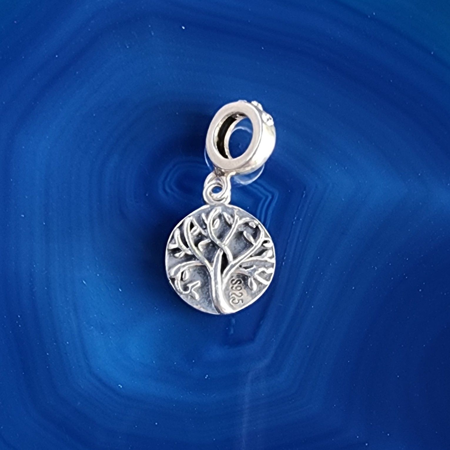 Vintage Sterling Silver Tree Of Life Rhinestone Dangle Charm Pendant Size ONE SIZE - 4 Thumbnail