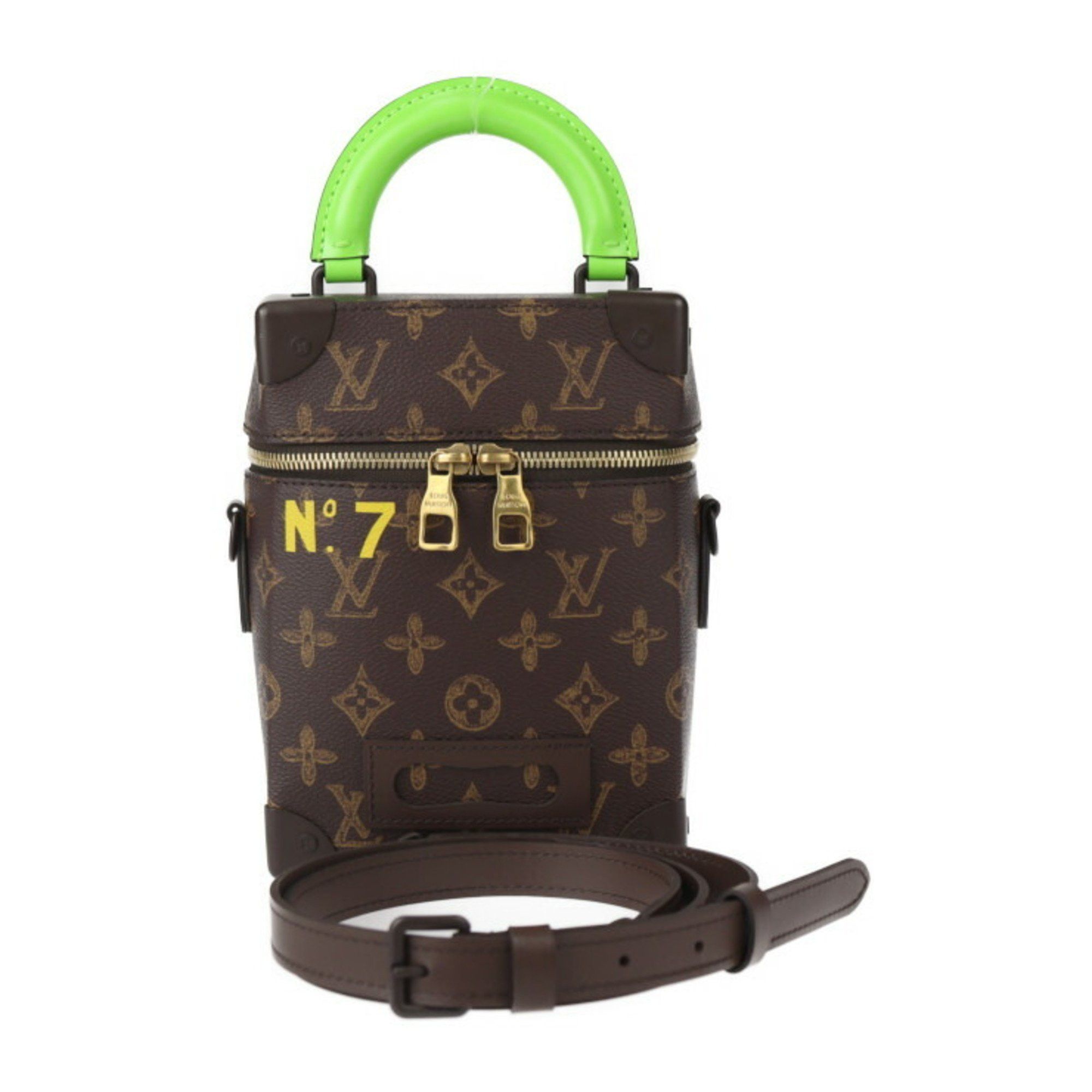 Louis Vuitton Vertical Box Trunk Monogram Handbag M59664 Leather Brown Green Shoulder Bag 2414053007067R1, Women's