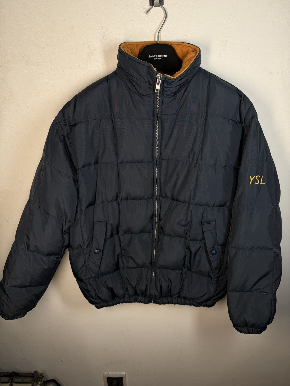 Yves Saint Laurent Puffer YSL Down Jacket Winter Blue Bomber Zip Up Size US M / EU 48-50 / 2 - 8 Thumbnail
