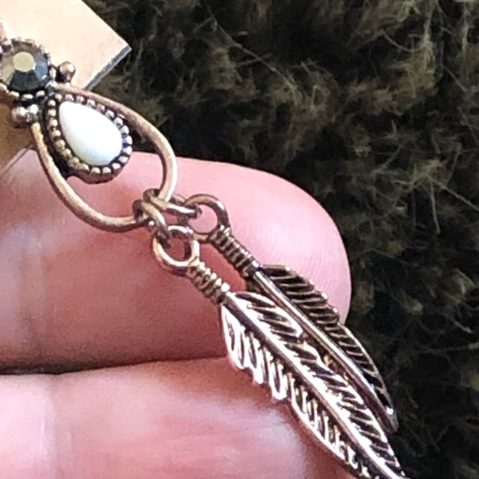 Vintage Vintage copper feather stone dangle earrings Size ONE SIZE - 4 Thumbnail