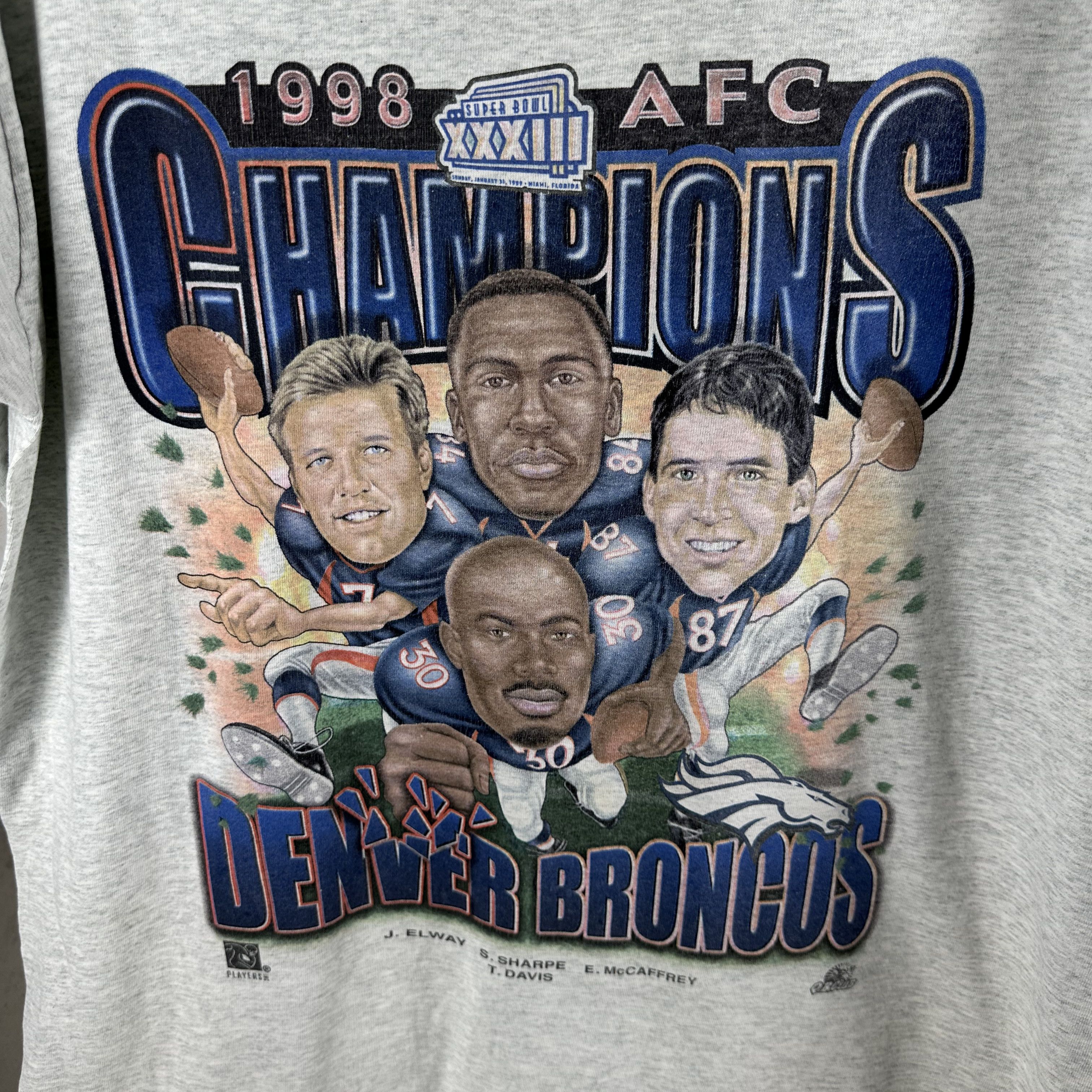 Vintage 1998 Denver Broncos NFL AFC Champions Caricature T-shirt Size US XL / EU 56 / 4 - 2 Thumbnail