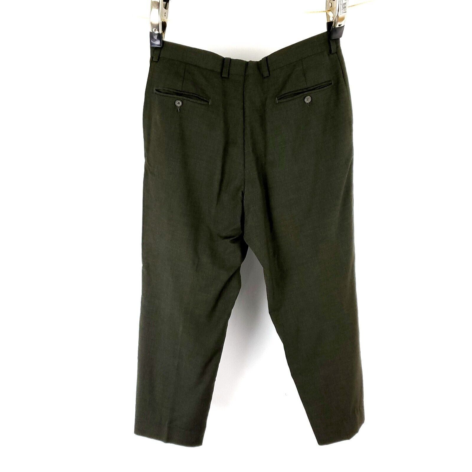 Jack Victor Jack Victor Wool Dress Pants 32/30 Green Check Samson Flat F Size 34R - 6 Thumbnail