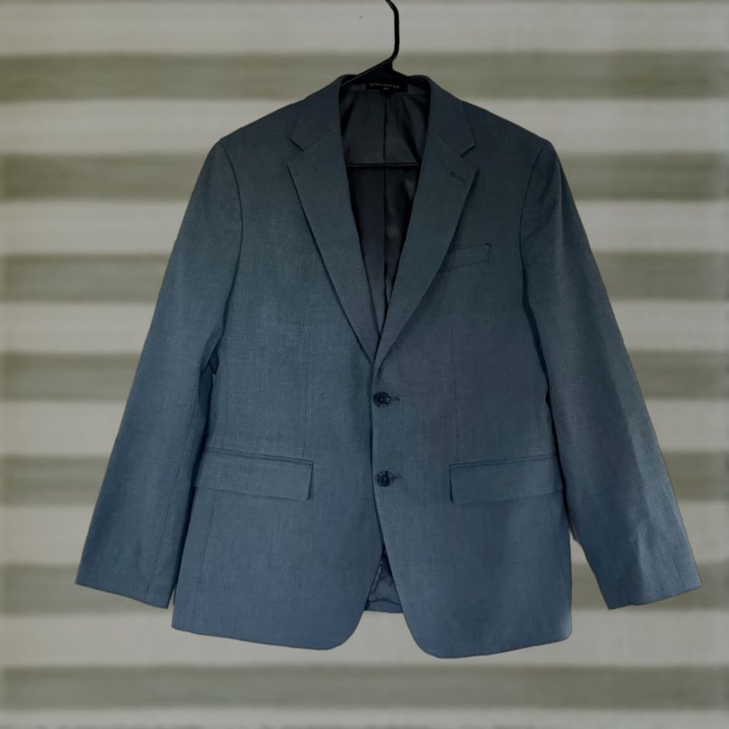 Banana Republic Wool Blazer Suit Jacket 40 Regular Grey Mens M 40S 2 Piece
