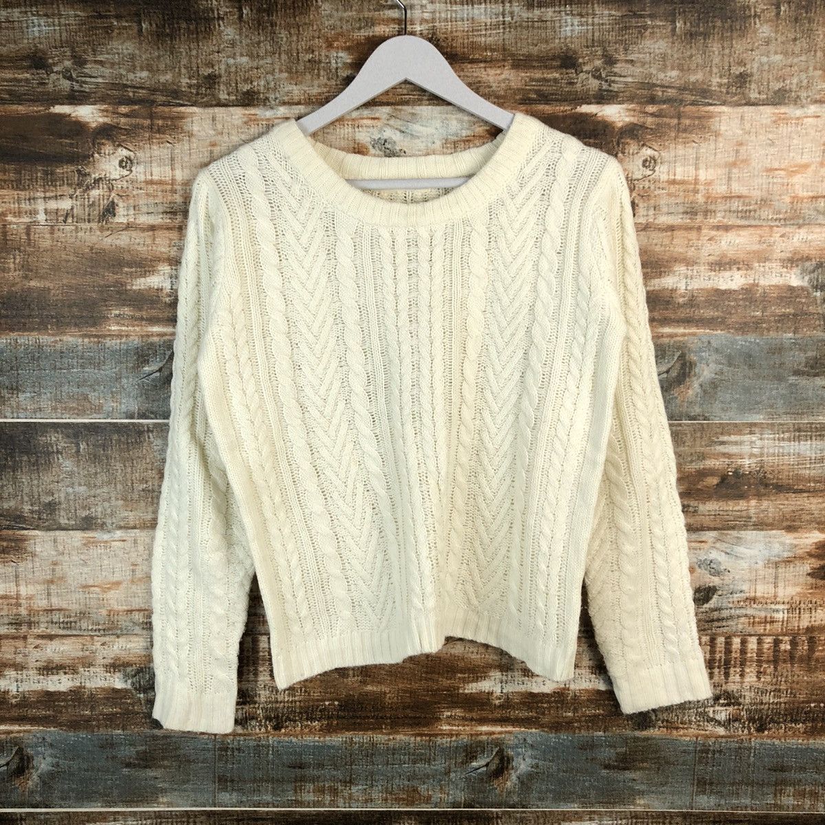 Homespun Knitwear × Japanese Brand Ray Cassim White cable Knitwear #A1553 Size S / US 4 / IT 40 - 3 Thumbnail