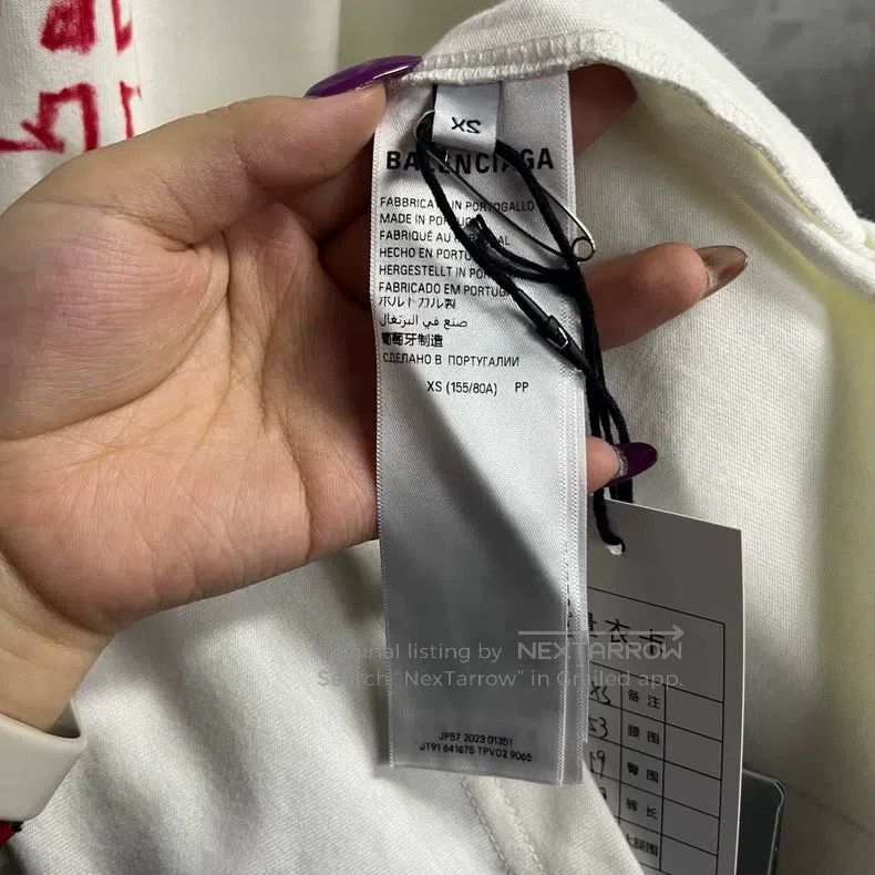 Balenciaga Balenciaga White Logo Letter Print Round Neck Short Sleeve Size US XS / EU 42 / 0 - 3 Thumbnail