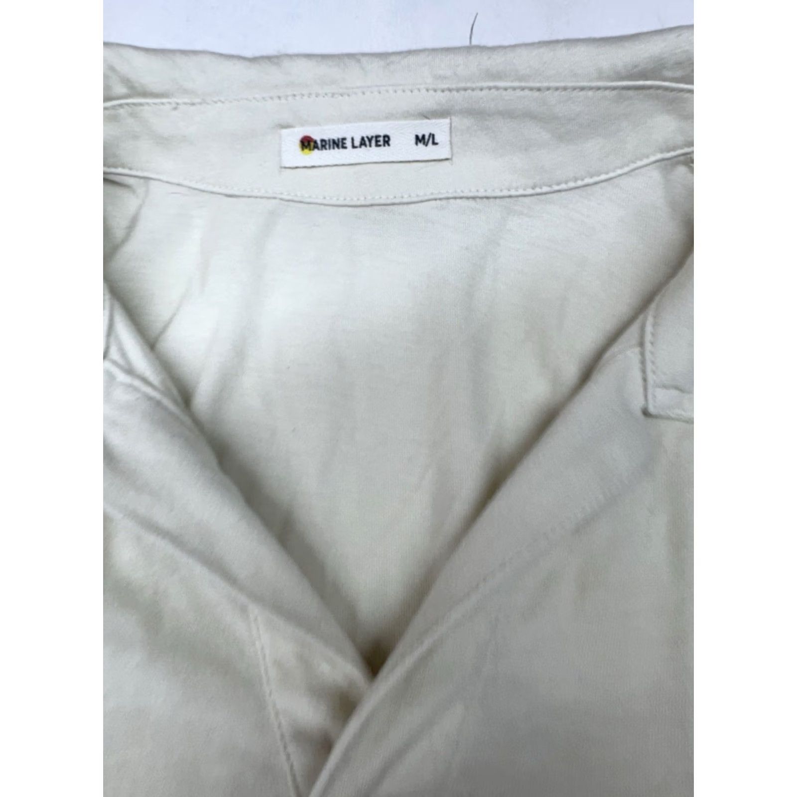 Marine Layer Marine Layer Polo Shirt Mens M/L Ivory Cotton Performance Casual Short Sleeve Knit Shirt Size US L / EU 52-54 / 3 - 2 Thumbnail