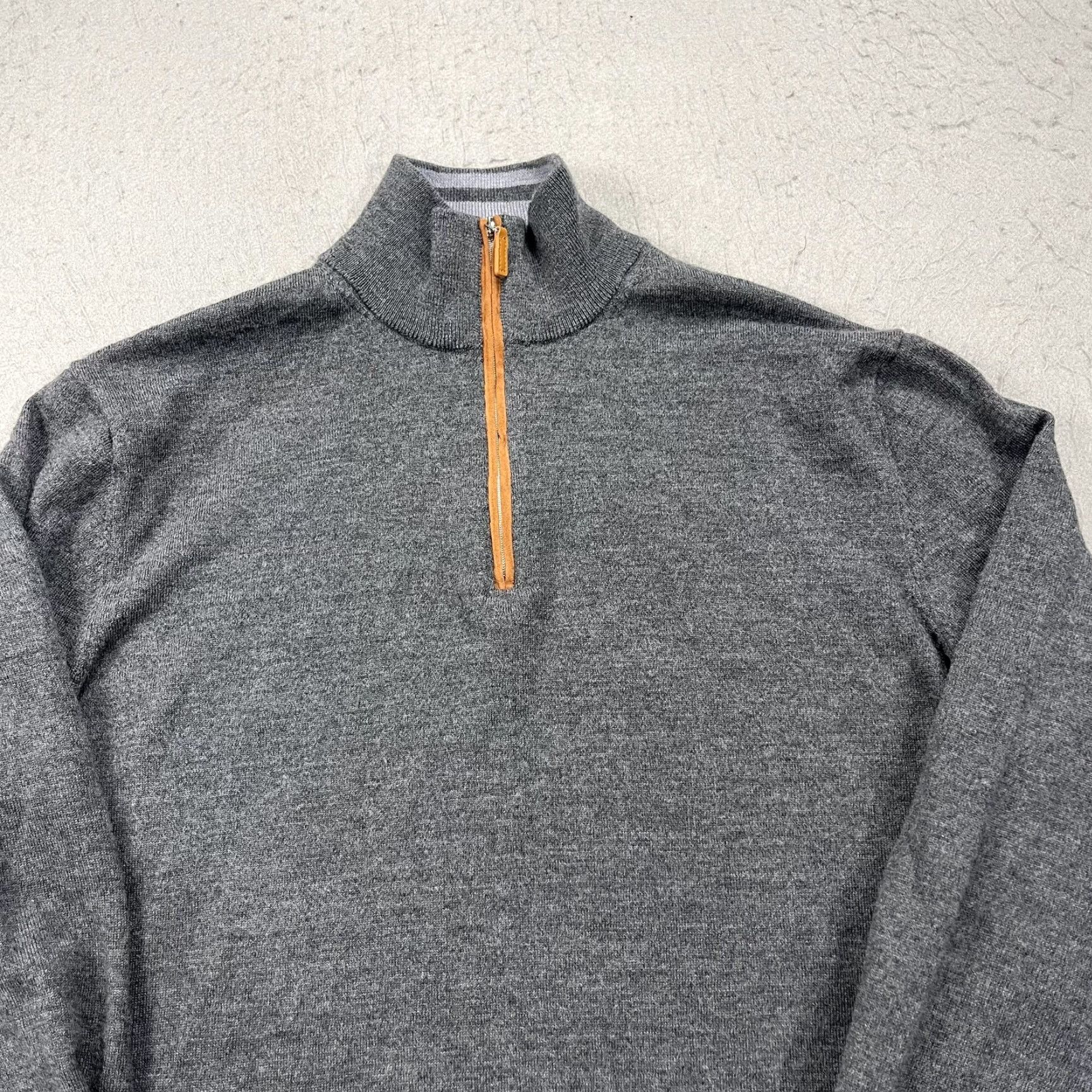 CO Collars & Co Sweater Mens XL Gray Merino Wool 1/4 Zip Mock Neck Pullover Golf Size US XL / EU 56 / 4 - 3 Thumbnail
