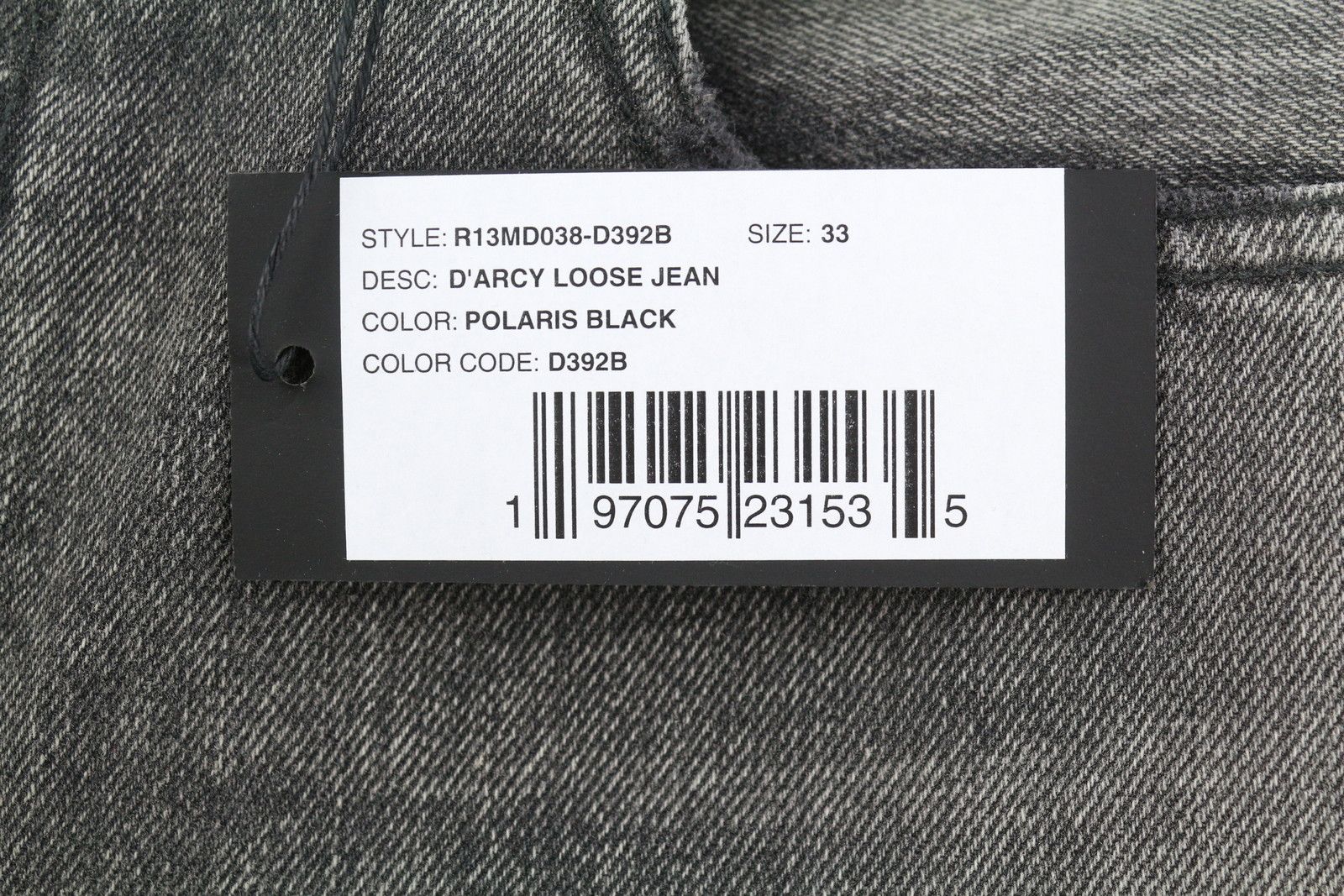 R13 D'ARCY LOOSE 33 Polaris Black Ripped PS26 Jeans 88929 Size US 33 - 8 Thumbnail