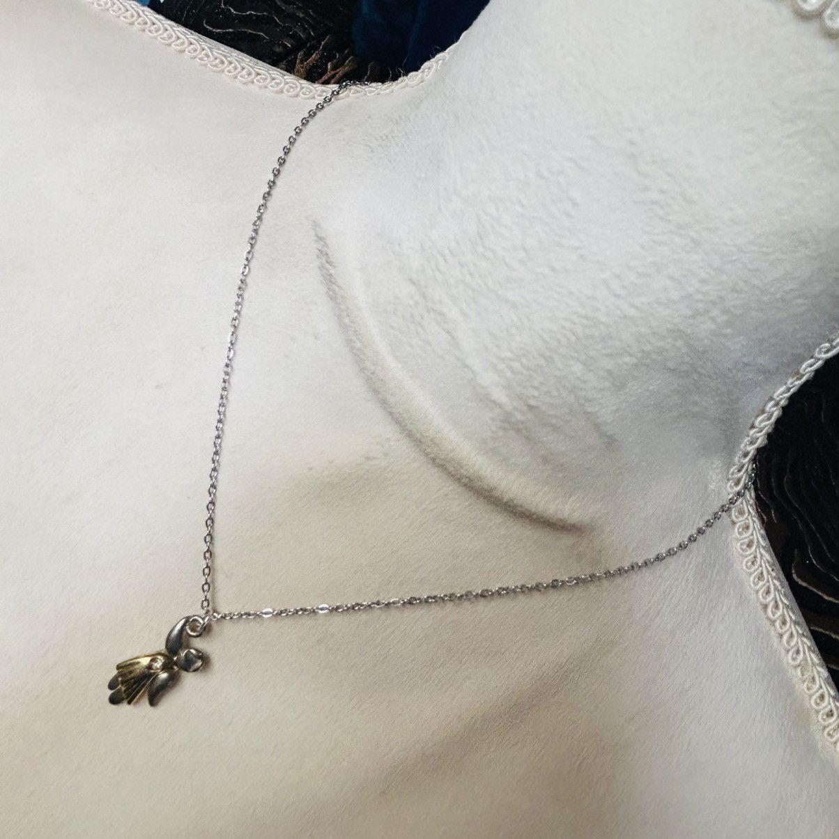 Handmade Handcrafted vintage dual tone metal angel pendant necklace Size ONE SIZE - 2 Thumbnail