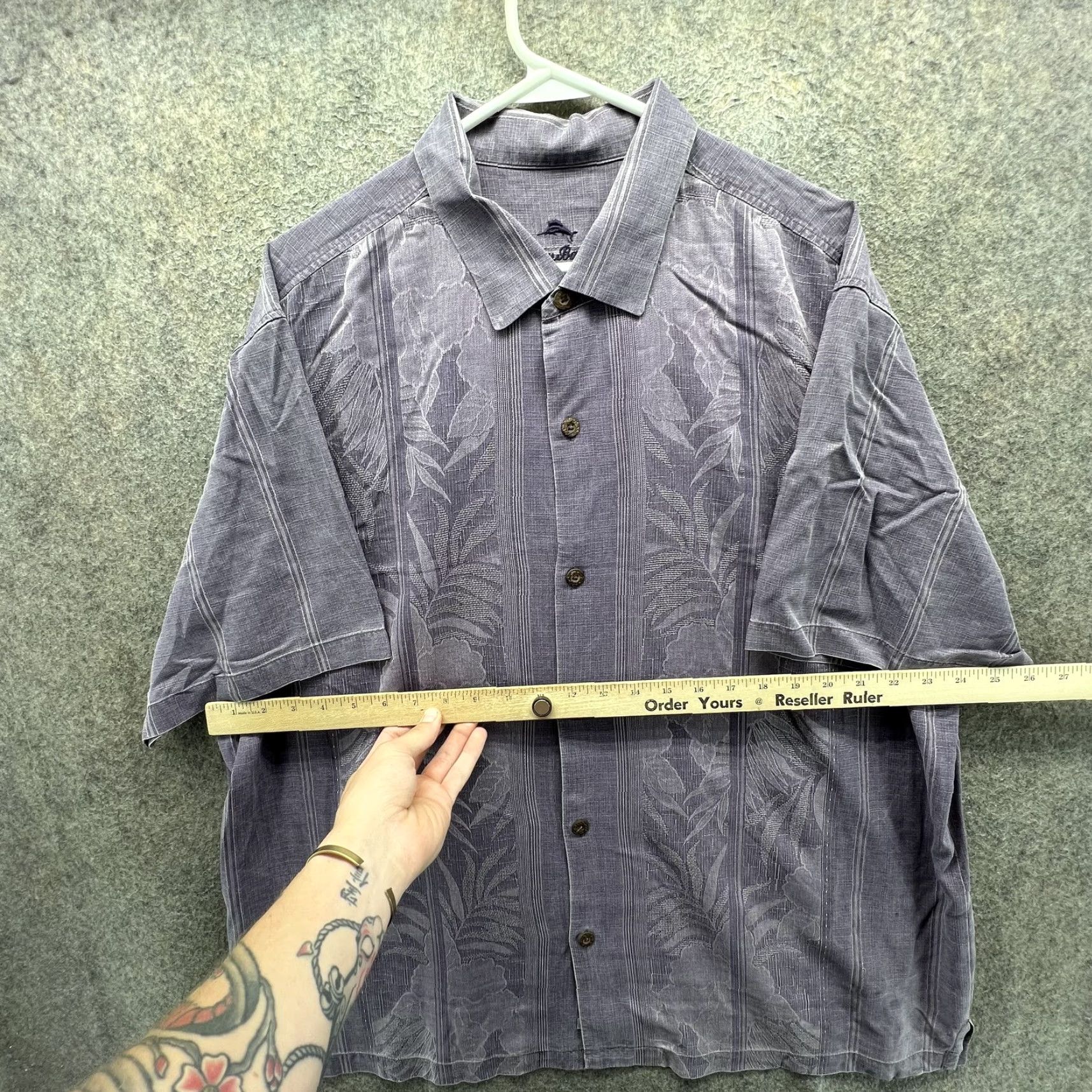 Tommy Bahama Tommy Bahama Shirt Mens 2XL Purple Silk Hawaiian Short Sleeve Button Front Vent Embroidered Liquid Relaxed Fit Casual Travel Size US XXL / EU 58 / 5 - 5 Thumbnail