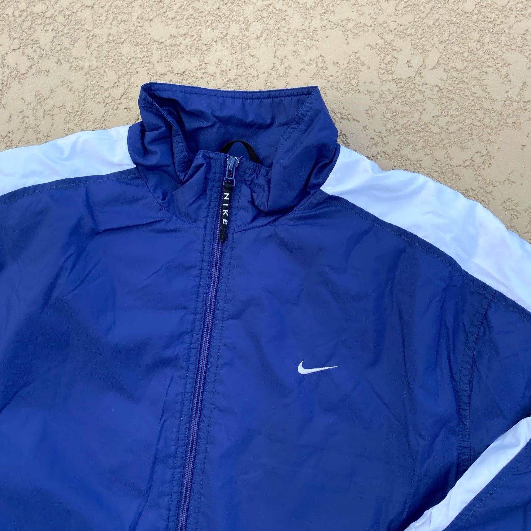 Nike VINTAGE Nike Jacket Full Zip Windbreaker Track Blue White Mens Adult Medium Navy Dri-Fit Size US M / EU 48-50 / 2 - 2 Thumbnail
