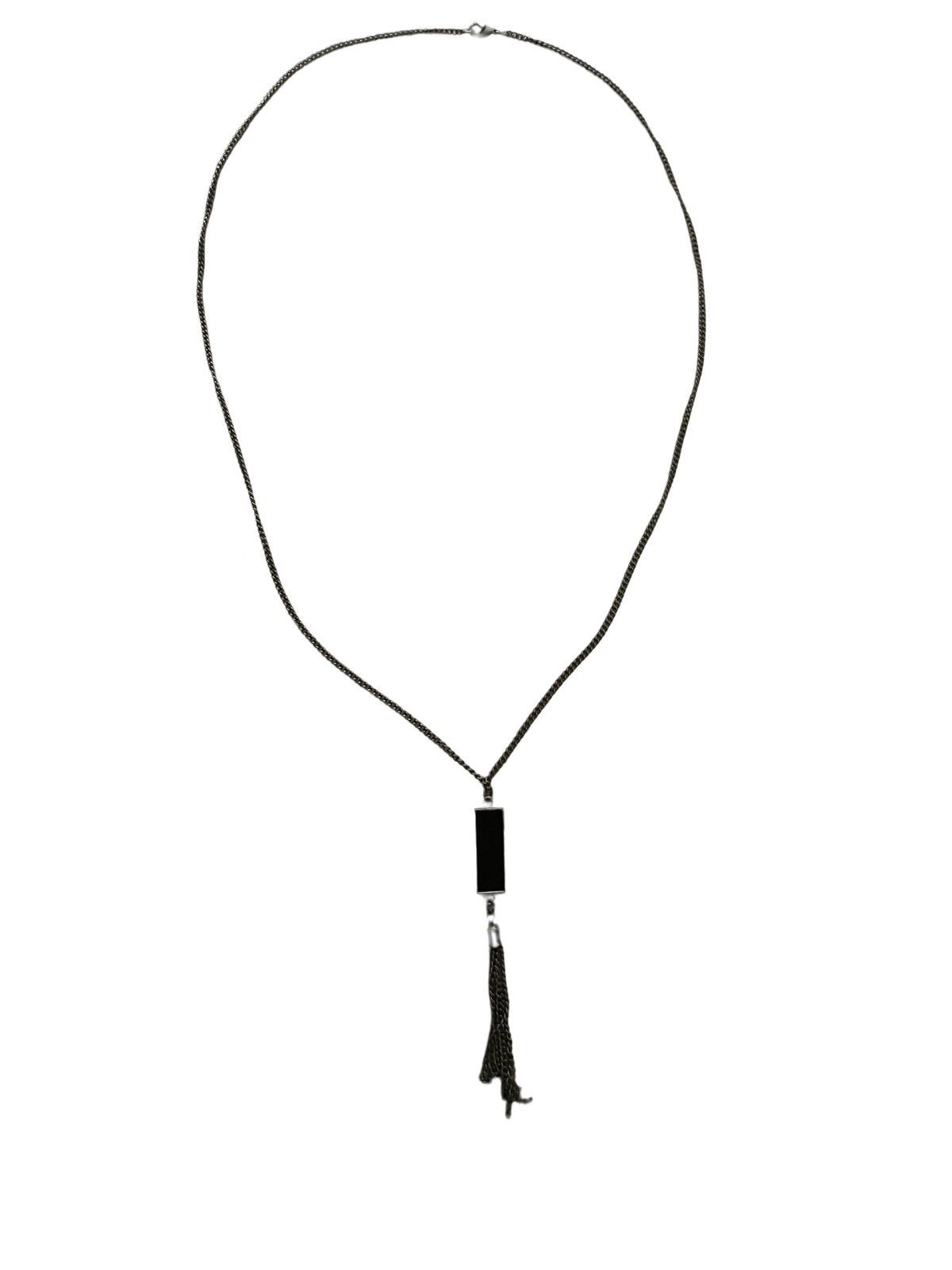 Vintage Necklace Long Black Enameled Bar w/Multi Chain/Whip/Tassel Size ONE SIZE - 2 Thumbnail