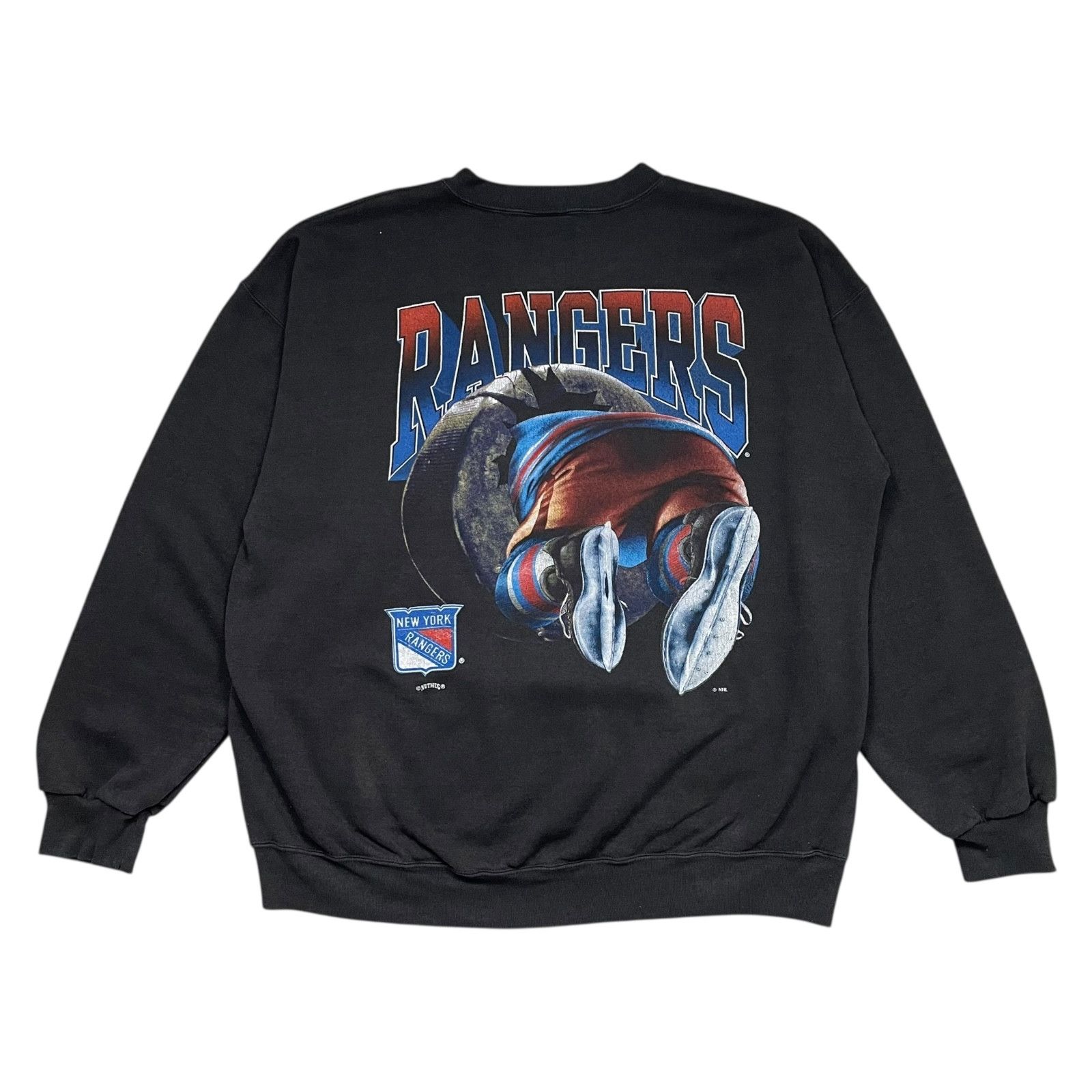 NHL VTG 90s NEW YORK RANGERS NUTMEG DOUBLE SIDE SWEATSHIRT XL Size US XL / EU 56 / 4 - 2 Thumbnail