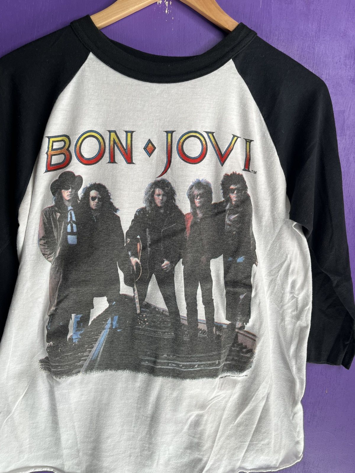 Vintage 1989 Bon Jovi brotherhood tour raglan tee