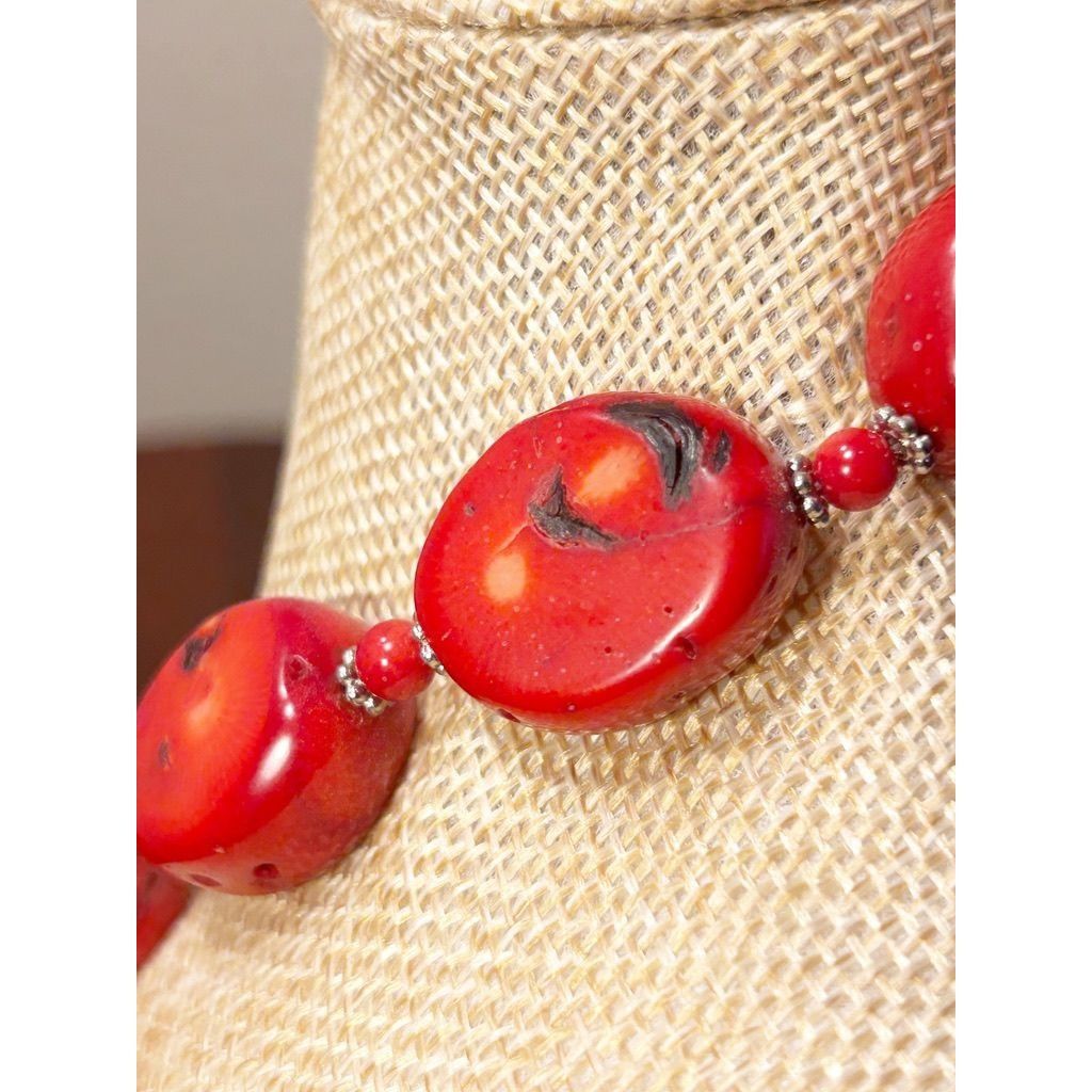 Other Vintage Chunky Red Coral Oval Beaded Necklace/Earring Set Size ONE SIZE - 5 Thumbnail