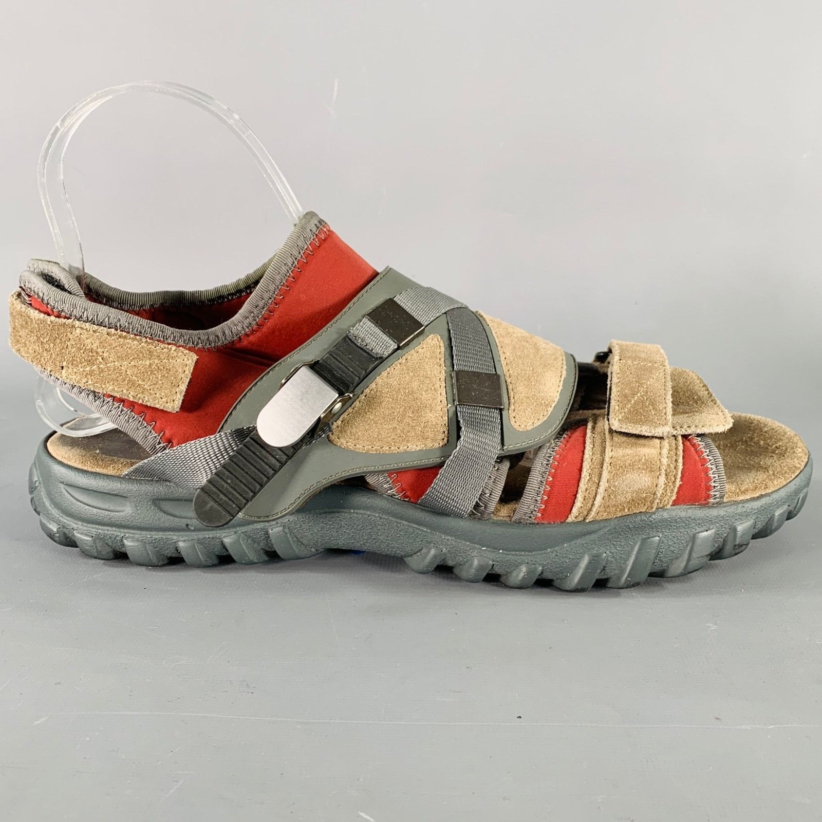 Lanvin LANVIN Size 8 Beige Red Neoprene Hook Loop Closure Sandals Size US 8 / EU 41 - 2 Thumbnail