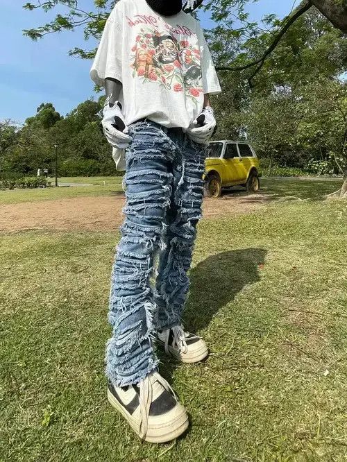 Jean urban patch damaged fade skate cargo flared jeans Size US 30 / EU 46 - 1 Thumbnail