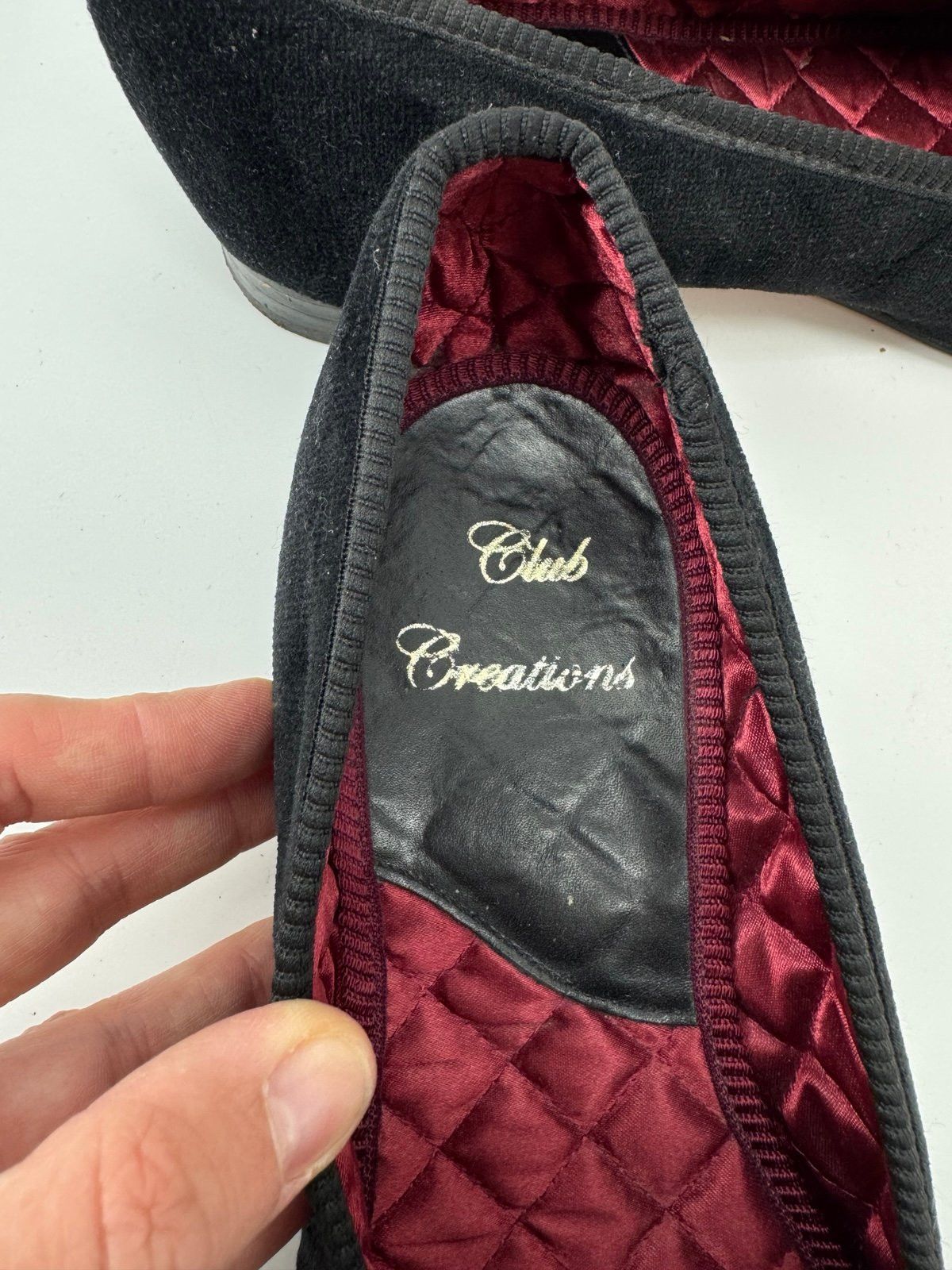 Other Mens Club Created Hand Made England Black Velvet Quilted Li Size US 8 / EU 41 - 3 Thumbnail