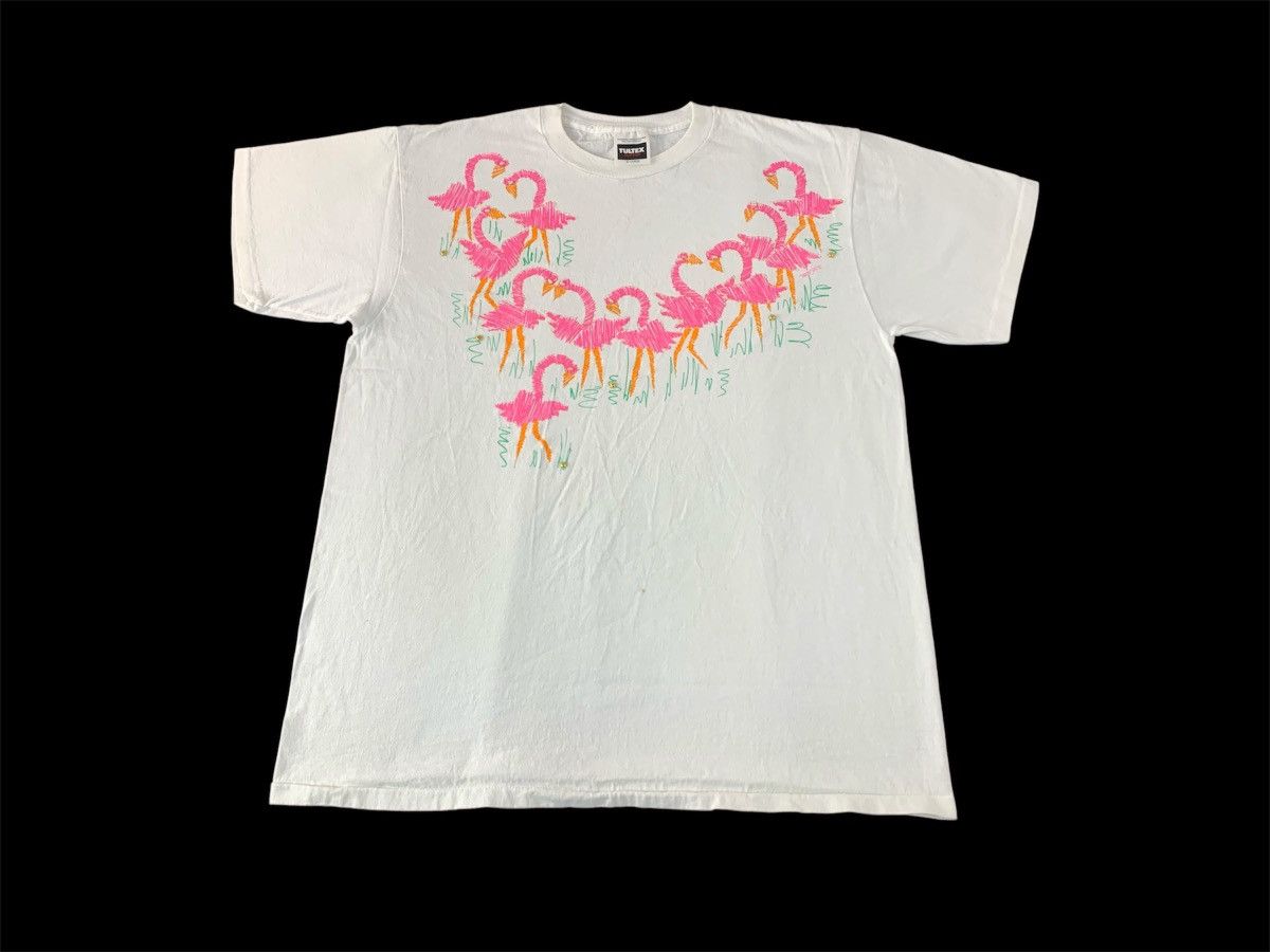 Tultex 90s Tultex Distinctive Flock Flamingo Graphic Screen Printed Size US XL / EU 56 / 4 - 1 Thumbnail