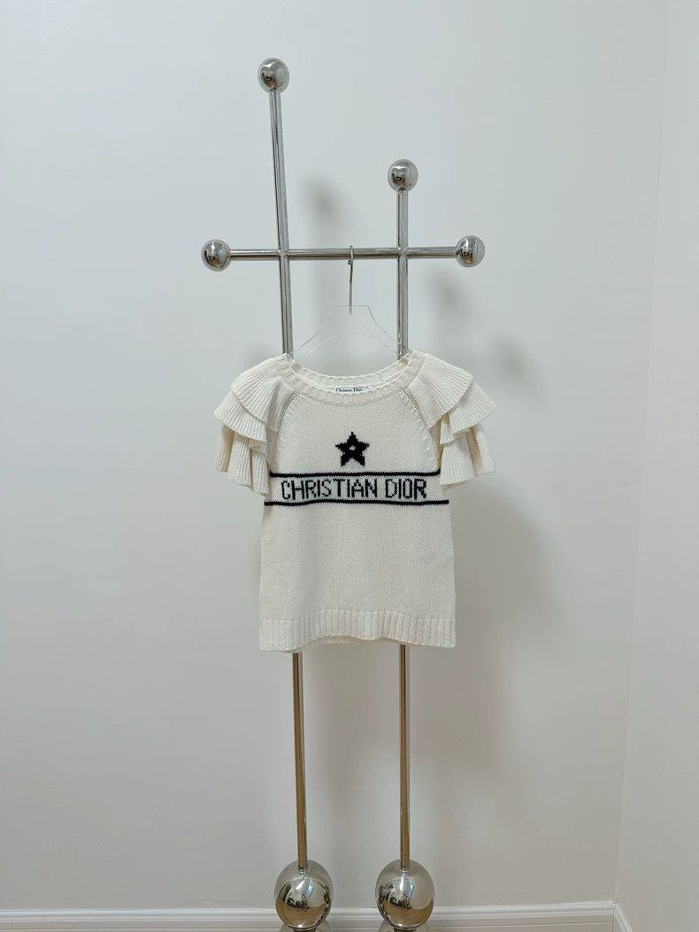 Dior Dior Ruffled Fly Sleeve Knitted Short Sleeve Size XS / US 0-2 / IT 36-38 - 1 Thumbnail