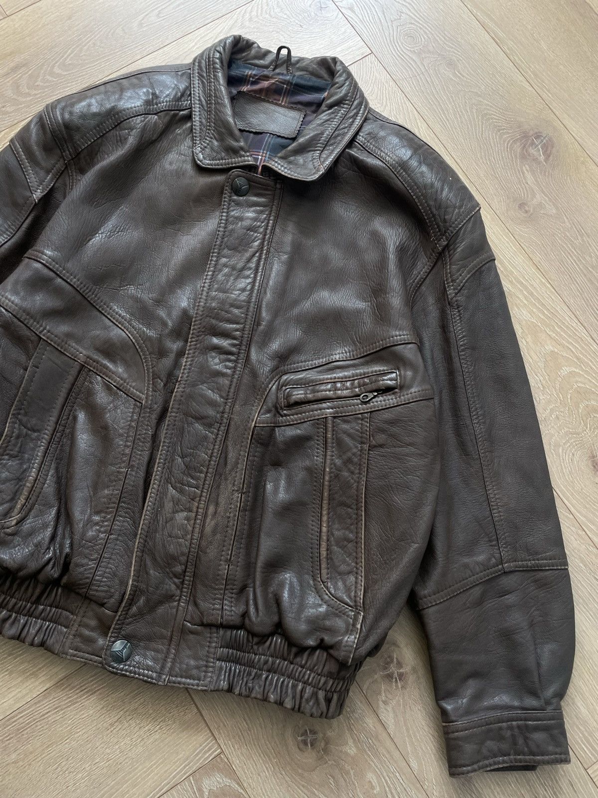 Vintage Washed Brown Retro 90s Genuine Real Leater Bomber Punk Rock Size US XL / EU 56 / 4 - 3 Thumbnail