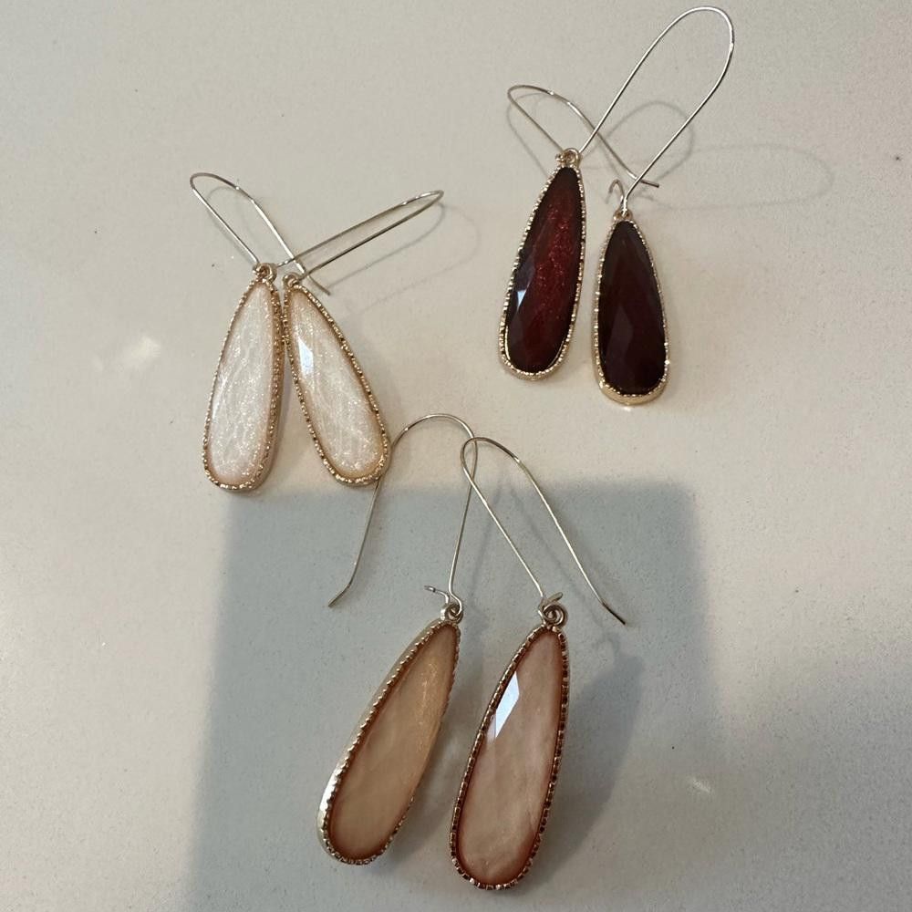 Designer Catherine Malandrino Drop Earring Set: Cream Peach Burgundy Size ONE SIZE - 1 Thumbnail