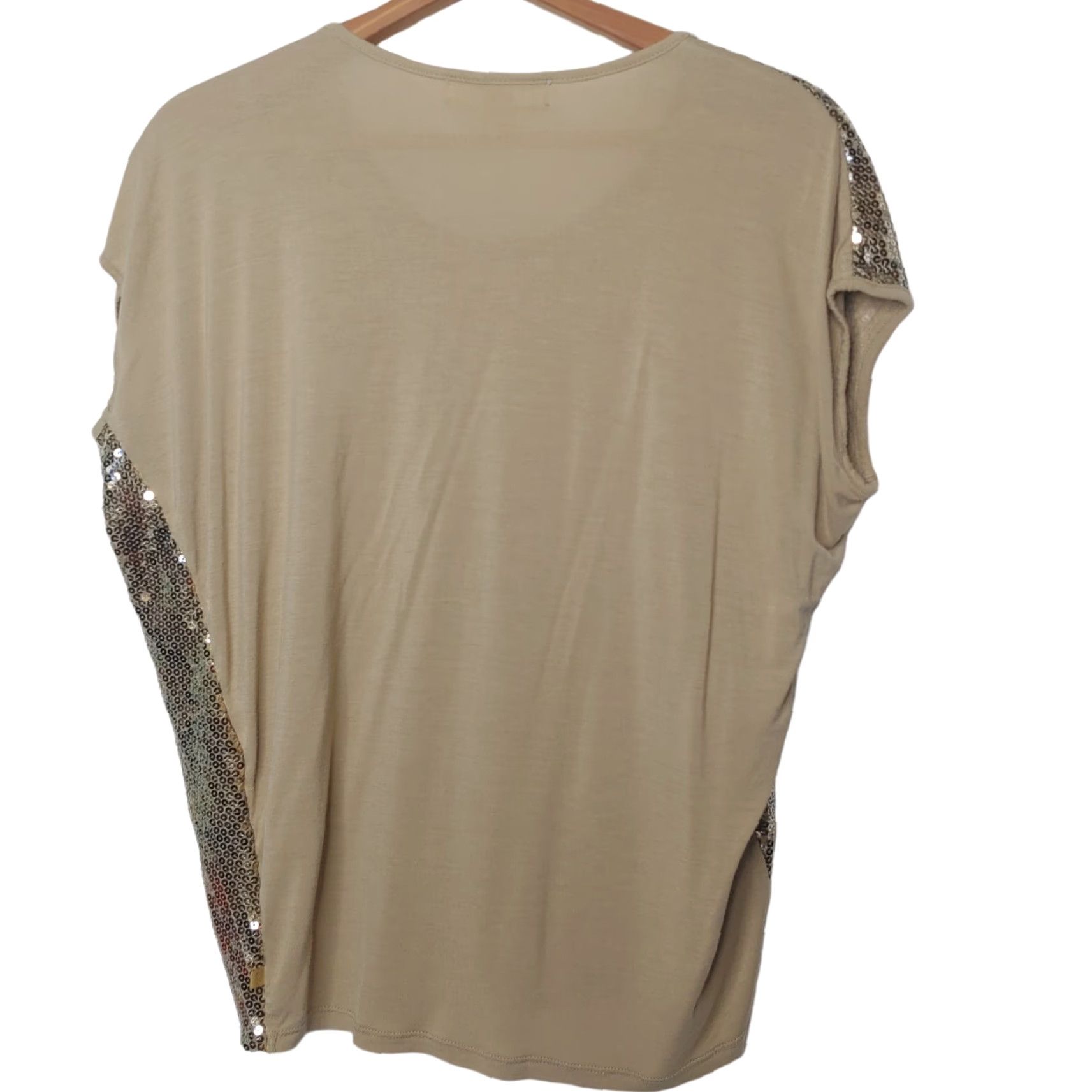 Michael Kors Michael Kors Shirt XS Tan Gold Sequins Front Sleeveless Dance Bling Shimmer Size XS / US 0-2 / IT 36-38 - 4 Thumbnail