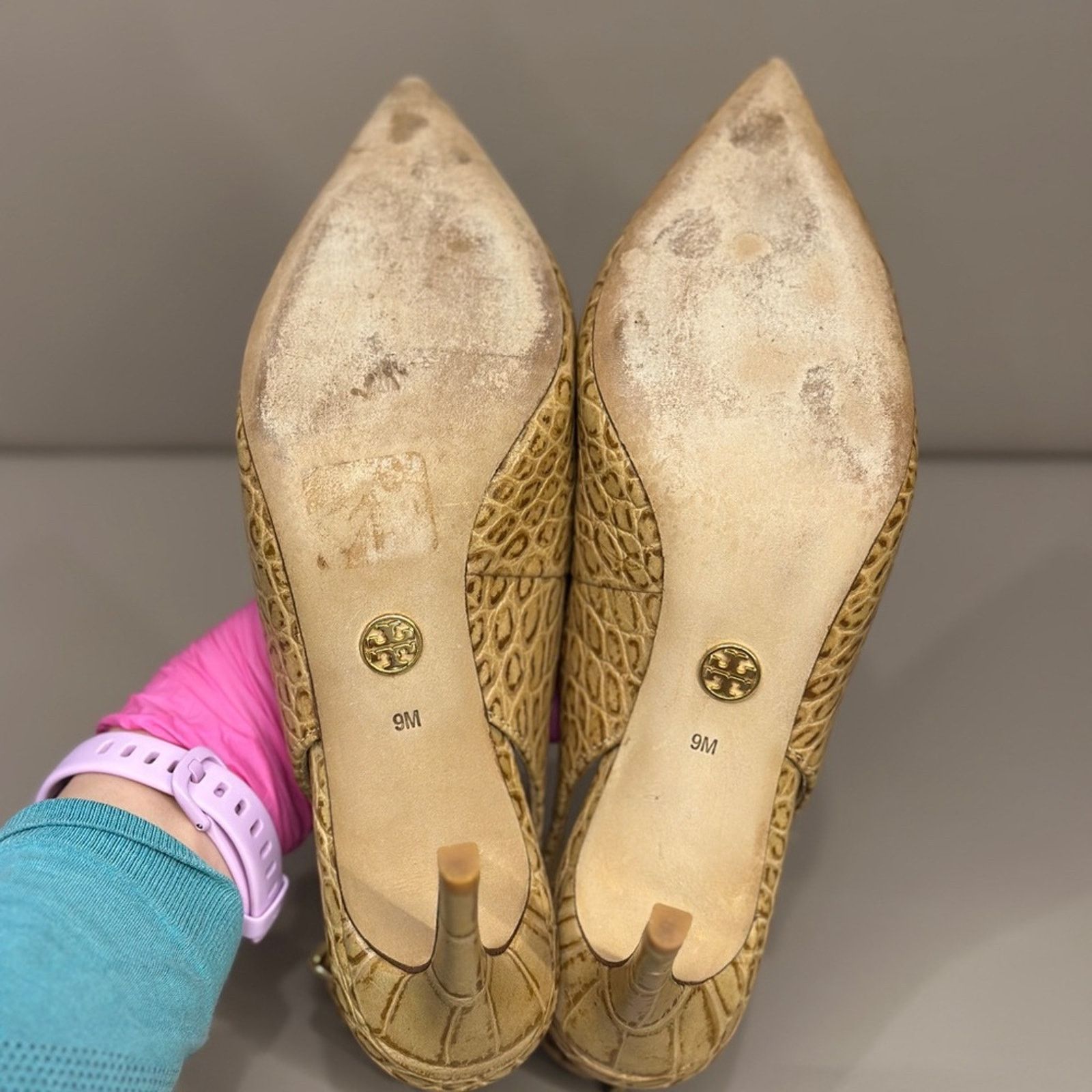 Tory Burch Tory Burch Croc-Embossed Slingback Kitten Heels Size US 9 / IT 39 - 8 Thumbnail