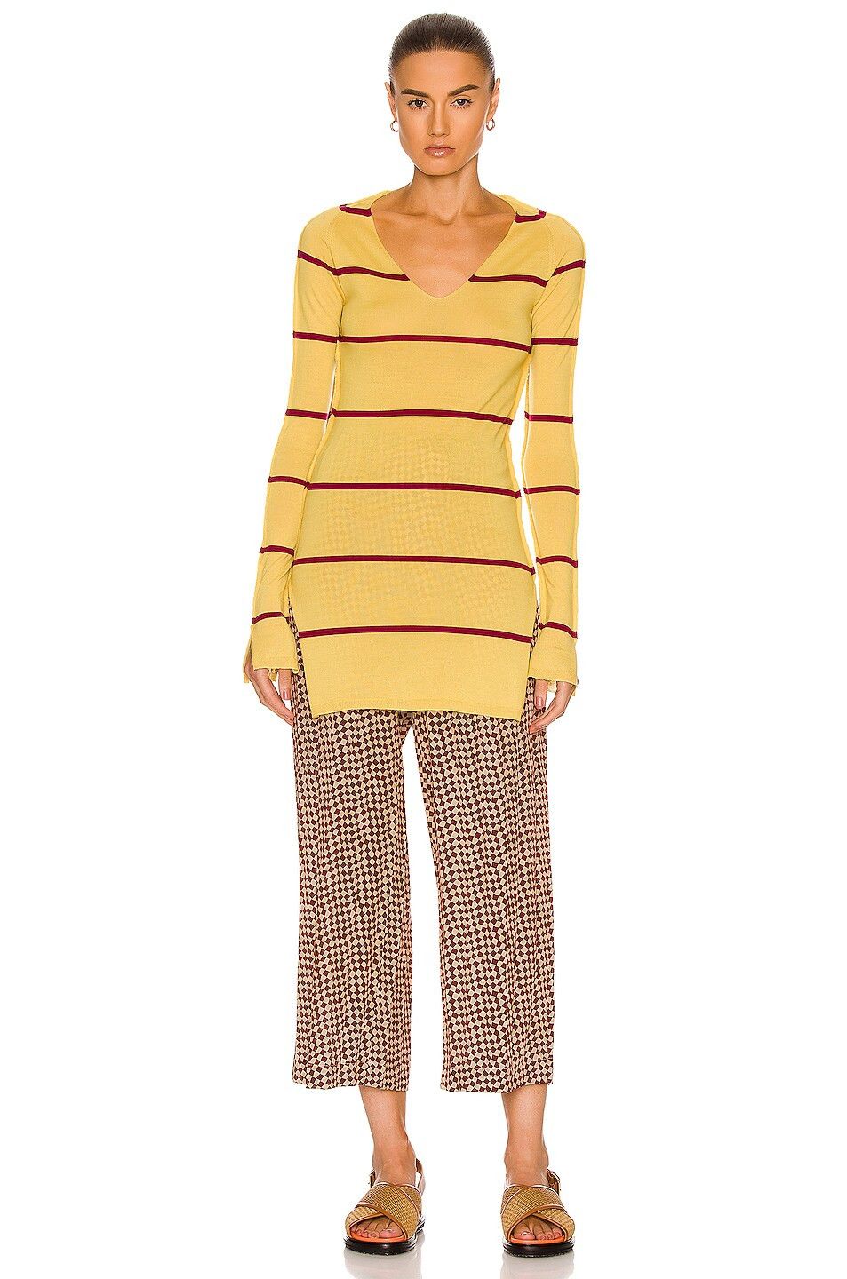 Marni o1y1125 V-neck Sweater in Yellow/Red Size M / US 6-8 / IT 42-44 - 4 Thumbnail
