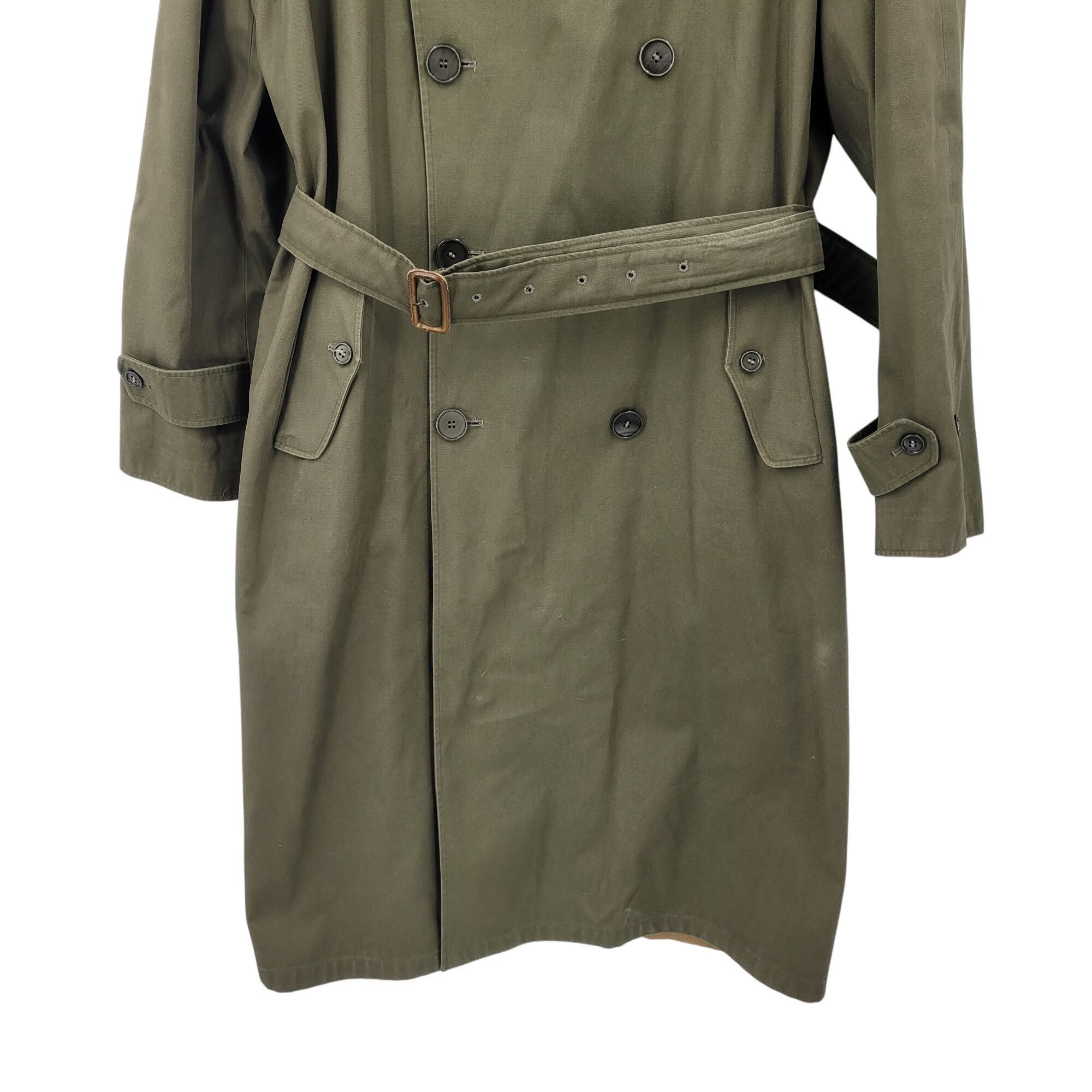Vintage Vintage Army Green Military Trench Coat XL Belt Shoulder Tab Size US XL / EU 56 / 4 - 9 Thumbnail