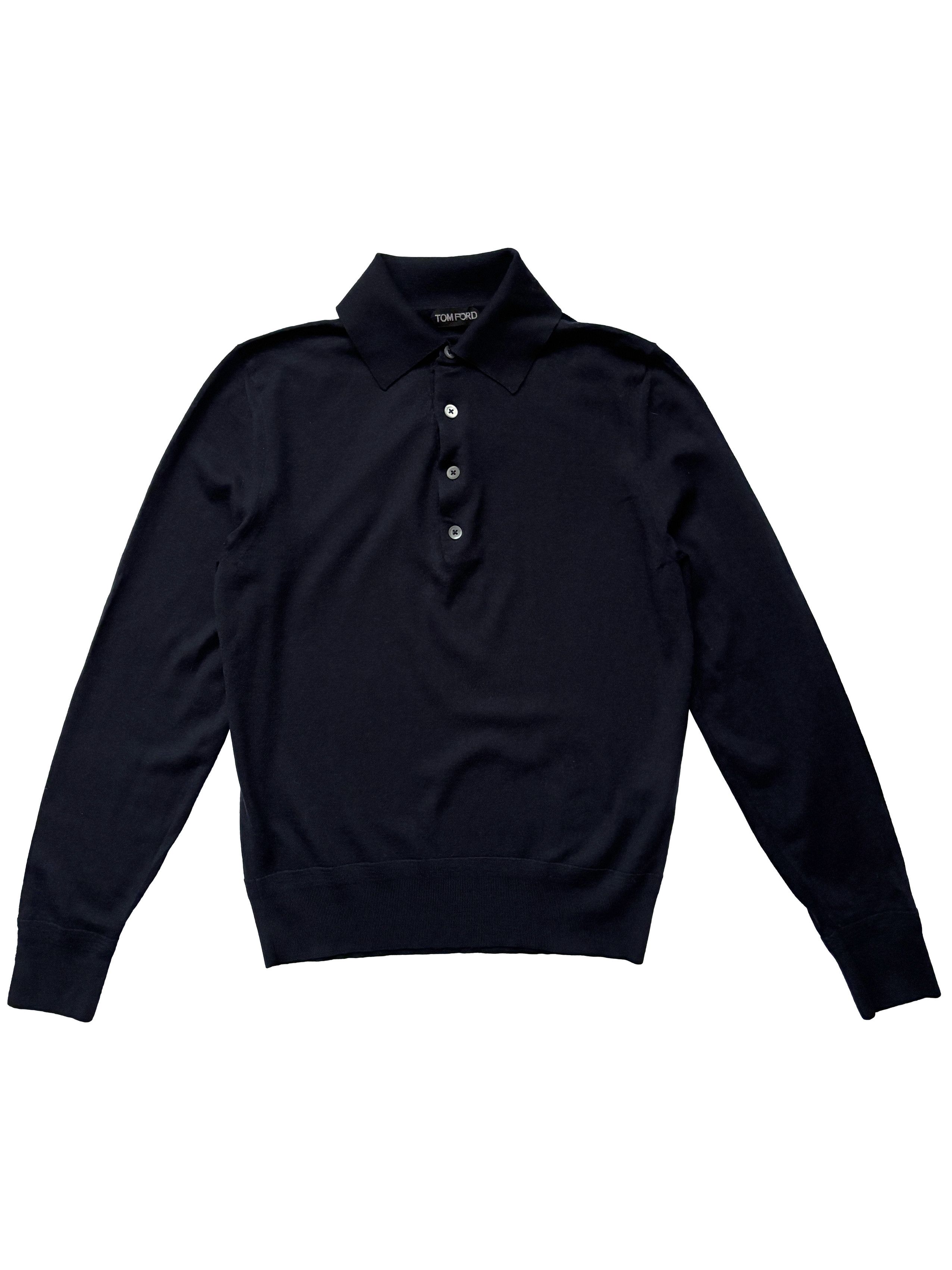 Tom Ford ⚡️QUICK SALE⚡️Tom Ford Navy Knit Long Sleeve Polo Size US M / EU 48-50 / 2 - 1 Thumbnail