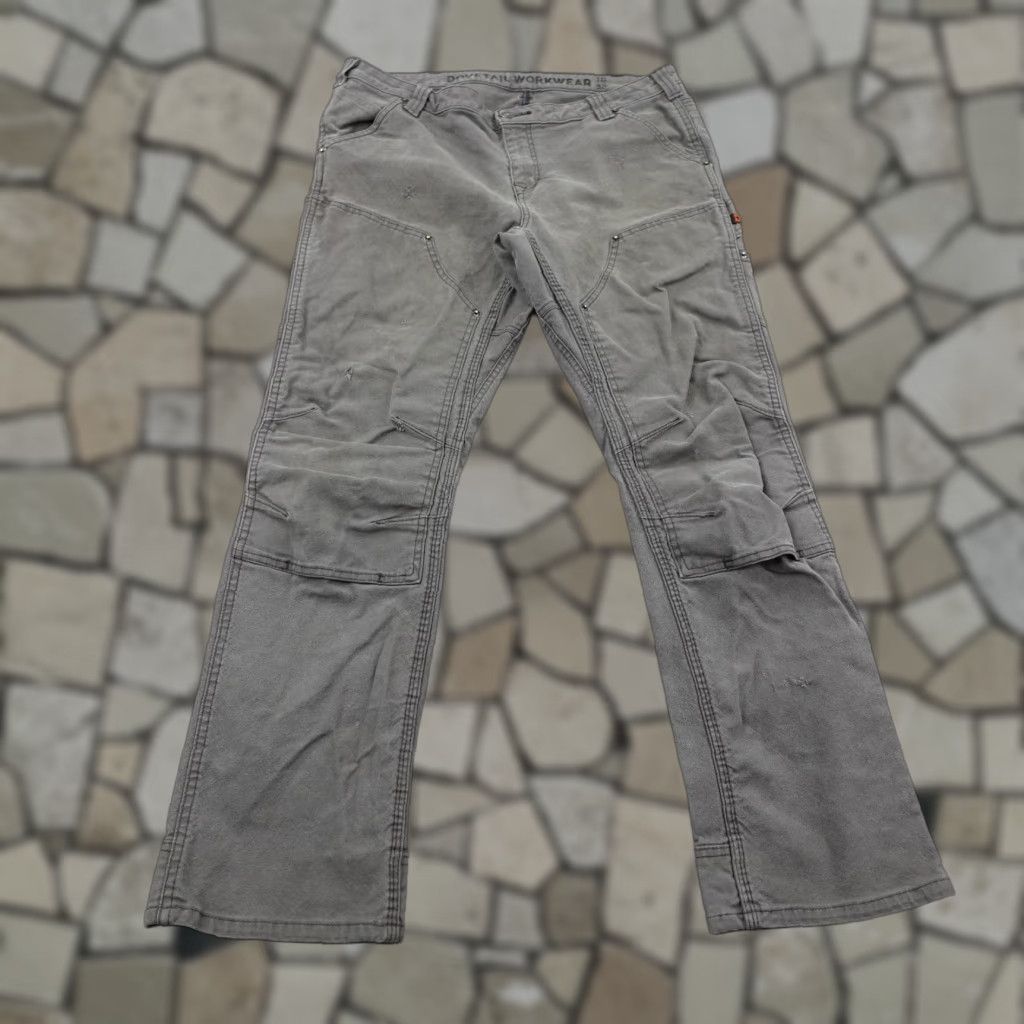 Vintage Dovetail Pants Womens Carpenter Utility Workwear 18 Regular 32 Gray Double Knee Stretch Cotton Spandex Pockets Size 40" / US 18 - 1 Thumbnail