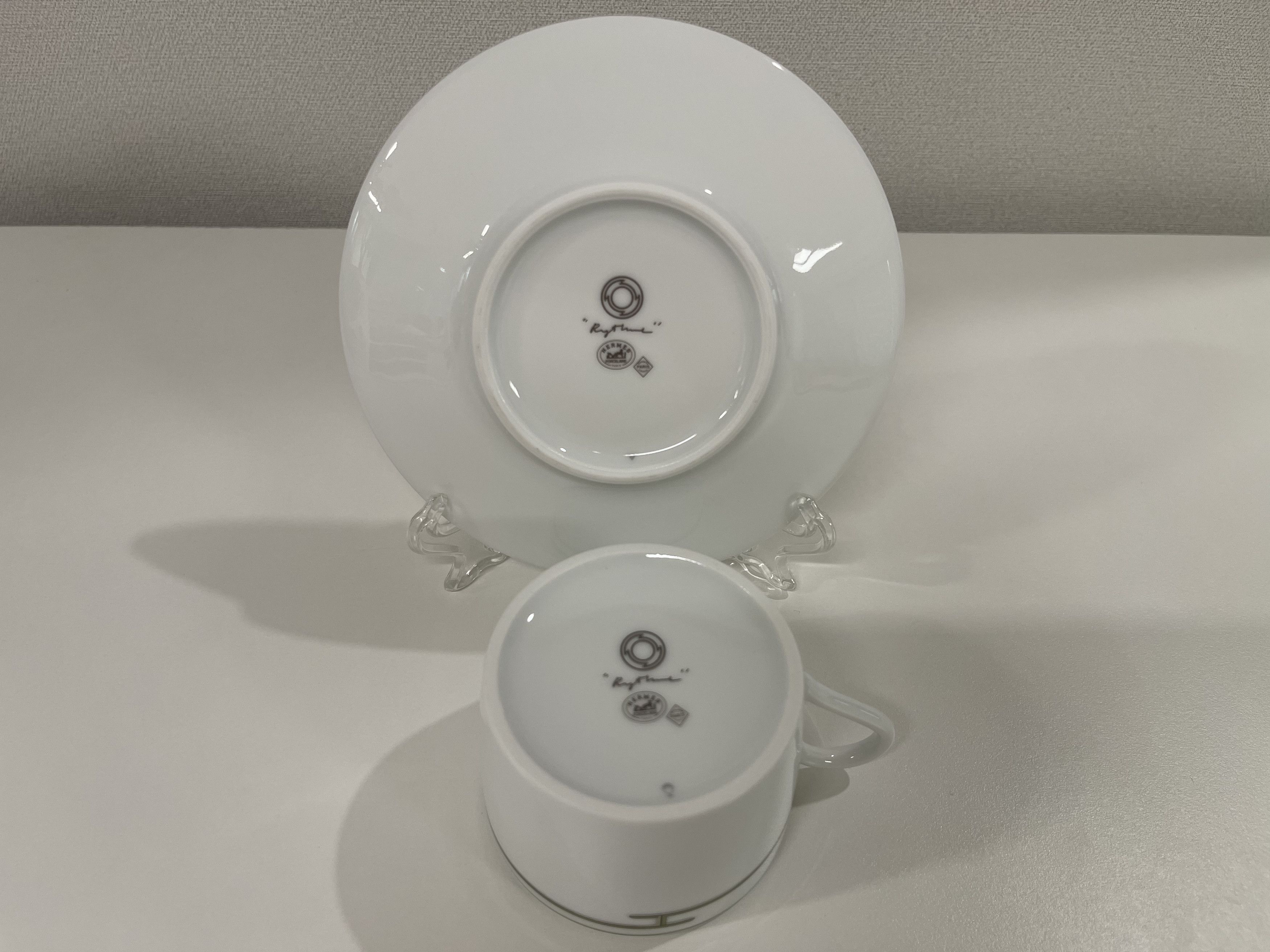 Hermes Hermes Rhythm Green Tea Cup Saucer 1P Set Size ONE SIZE - 5 Thumbnail