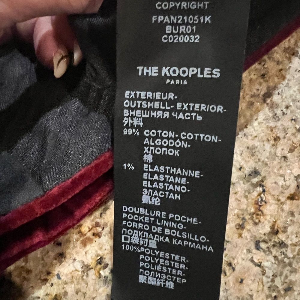 The Kooples The Kooples Burgundy Velvet Slim Pants Trousers Size 38 NWT Size 28" / US 6 / IT 42 - 9 Thumbnail
