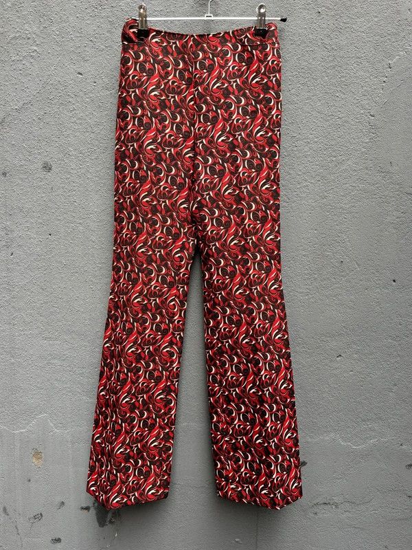 Miu Miu AW00 Abstract Floral Print Flared Pants Size 24" / US 00 / IT 34 - 1 Thumbnail