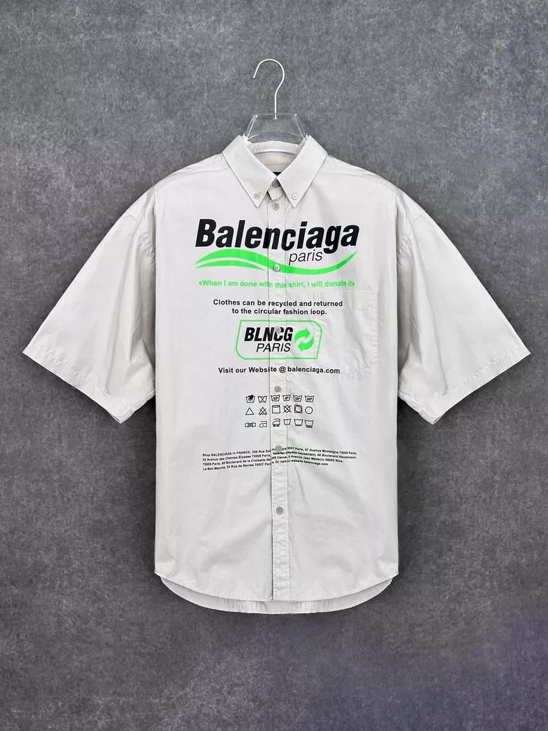 Balenciaga Balenciaga Cotton poplin loose cut letter printed short sl Size US S / EU 44-46 / 1 - 1 Thumbnail