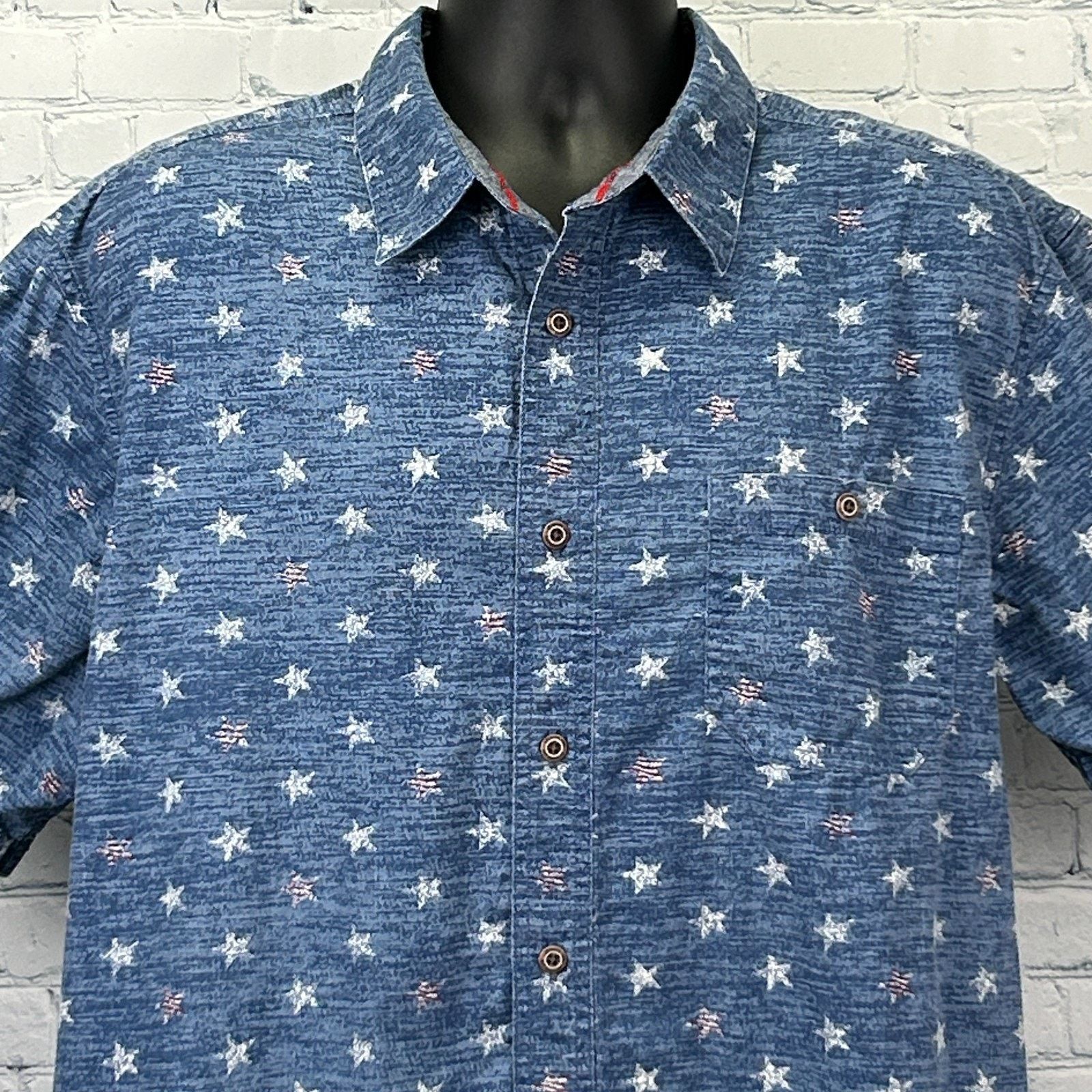 Other Outdoor Life USA Flag Stars Button Front Shirt Blue X-Large Size US XL / EU 56 / 4 - 1 Thumbnail