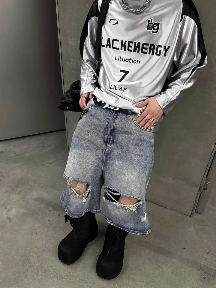 Japanese Brand × Jean Ripped Jorts Jeans Streetwear Size US 32 / EU 48 - 3 Thumbnail