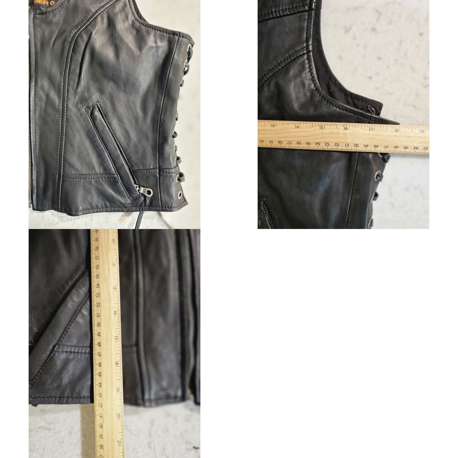 B Sides VINTAGE Daniel Smart Leather Biker Vest Black Full Zip Laced Sides Womens Size Large Size L / US 10 / IT 46 - 9 Thumbnail