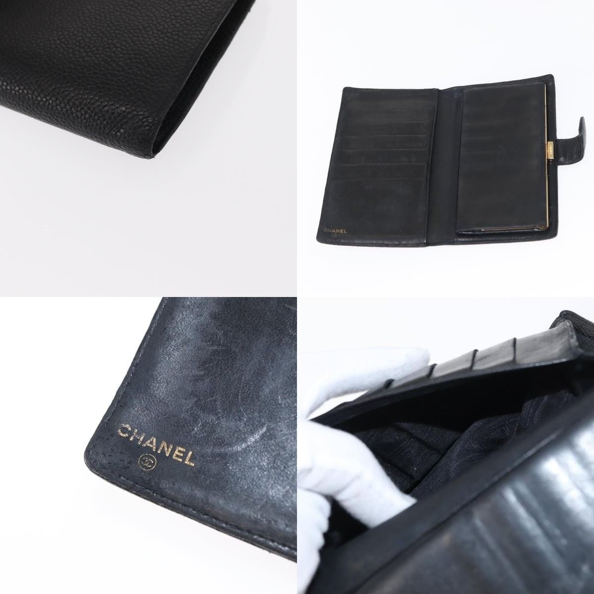 Chanel Chanel Long Wallet Caviar Skin Black Gold CC Size ONE SIZE - 5 Thumbnail