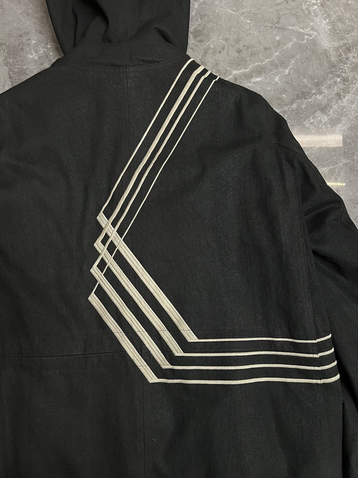 Rick Owens RICK OWENS Padded Fishtail Parka in Black Denim Size US S / EU 44-46 / 1 - 4 Thumbnail