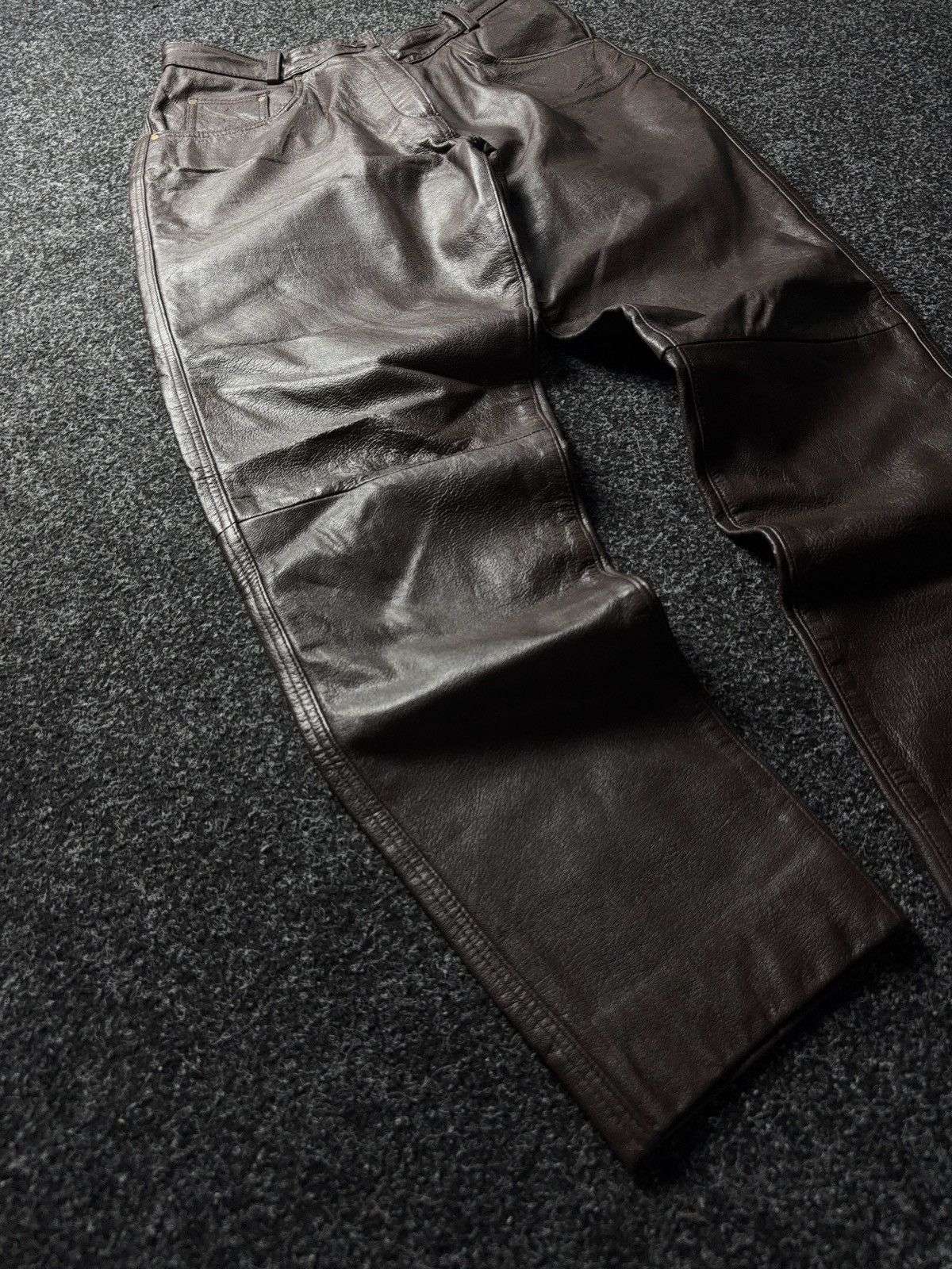 Leather Y2K Vintage Leather Pants Opium Style Alt Biker USA Rare Size US 33 - 2 Thumbnail