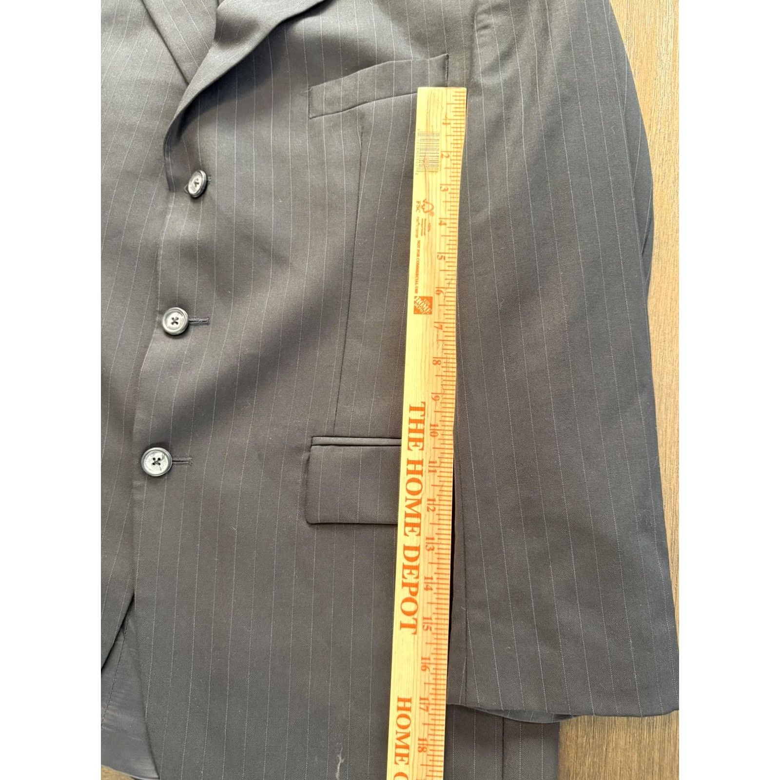 Ralph Lauren Ralph Lauren Mens 46R Charcoal Pinstripe Wool Cashmere Sport Coat Blazer Size 46R - 3 Thumbnail