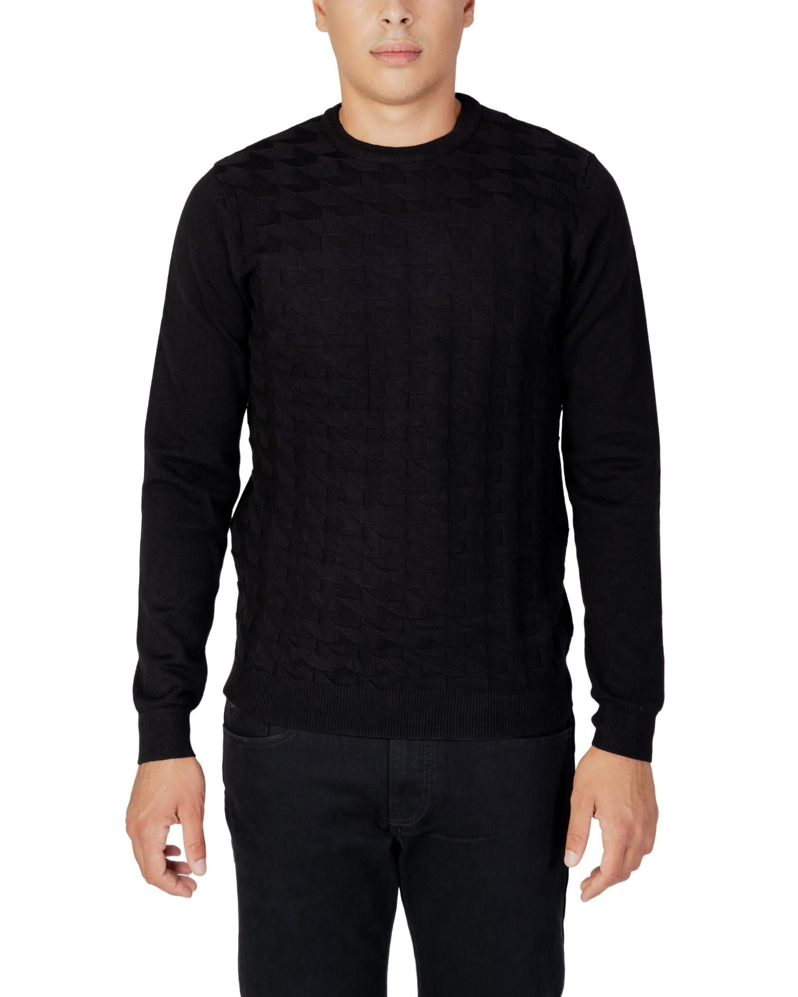 Image of Antony Morato Long Sleeve Round Neck Knitwear in Black, Men's (Size Small)