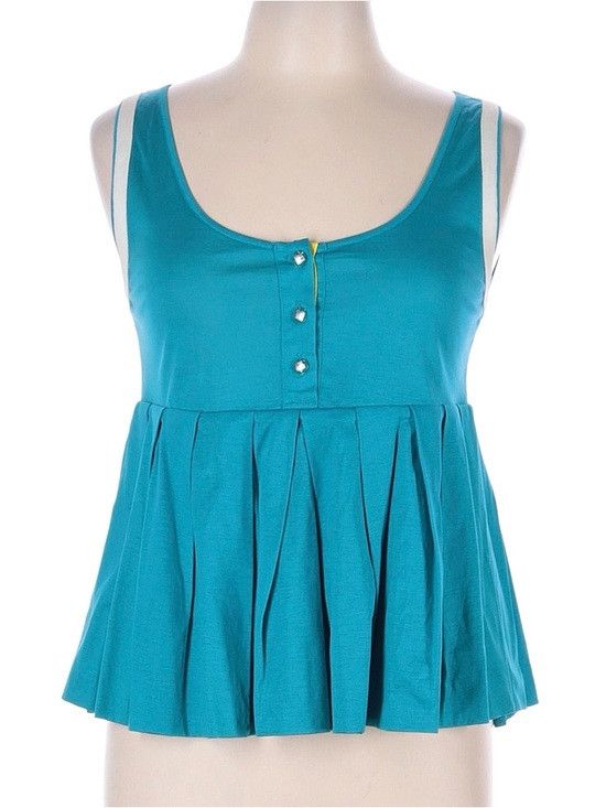 Fendi Fendi Teal Pleated Scoop Neck Tank Top Size M / US 6-8 / IT 42-44 - 1 Thumbnail
