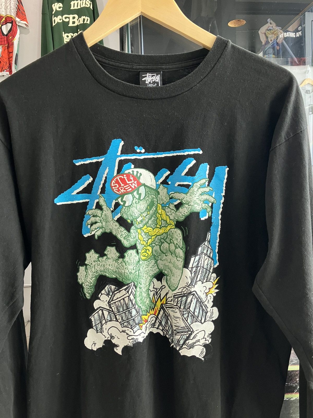 Vintage Stussy Godzilla Long Sleeve T-Shirt Large Vintage Stussy Godzilla Long Sleeve T-Shirt Large