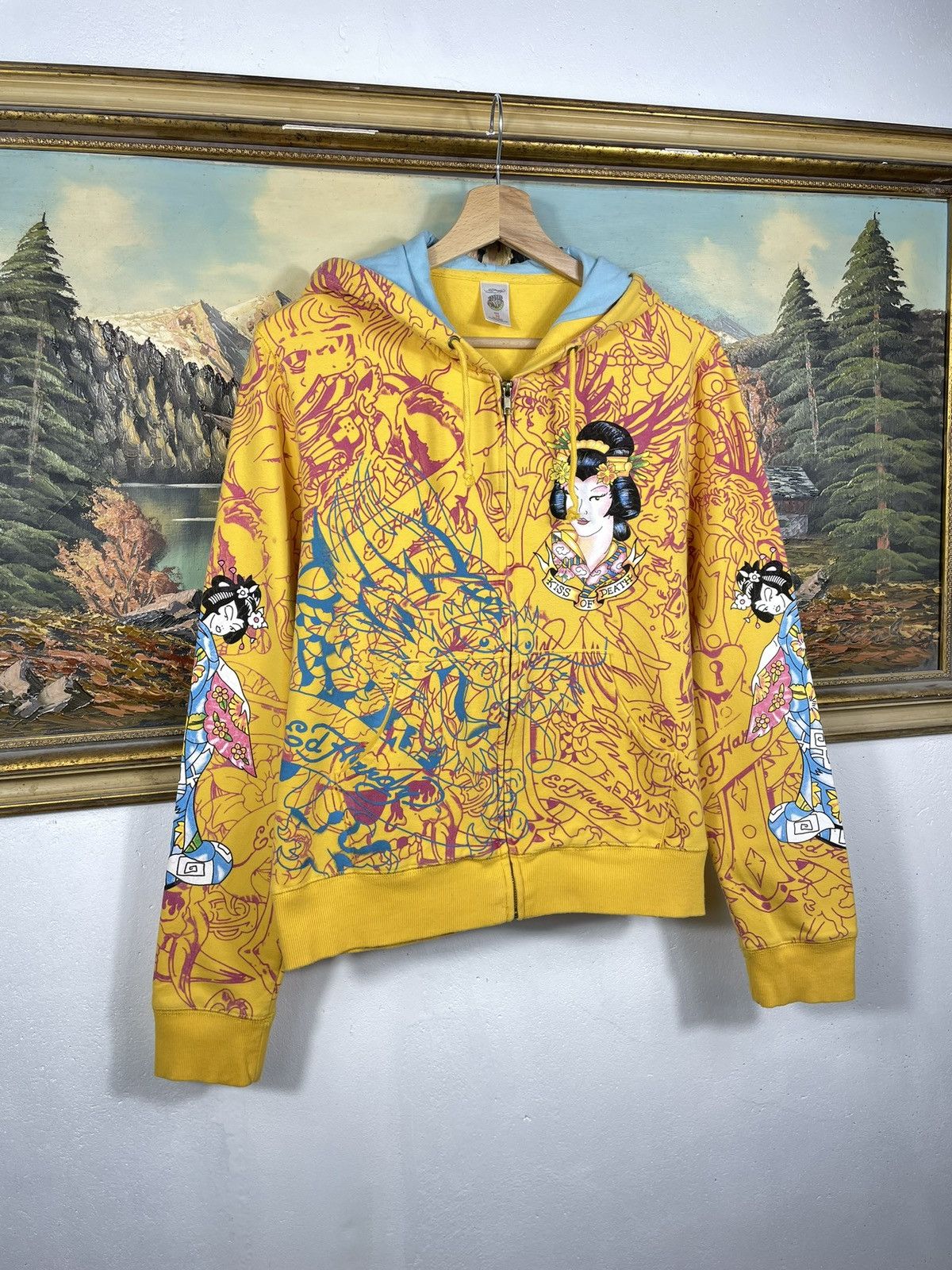 Christian Audigier Ed Hardy Retro 00s Hoodie With Crystals Affliction Grunge Size M / US 6-8 / IT 42-44 - 4 Thumbnail